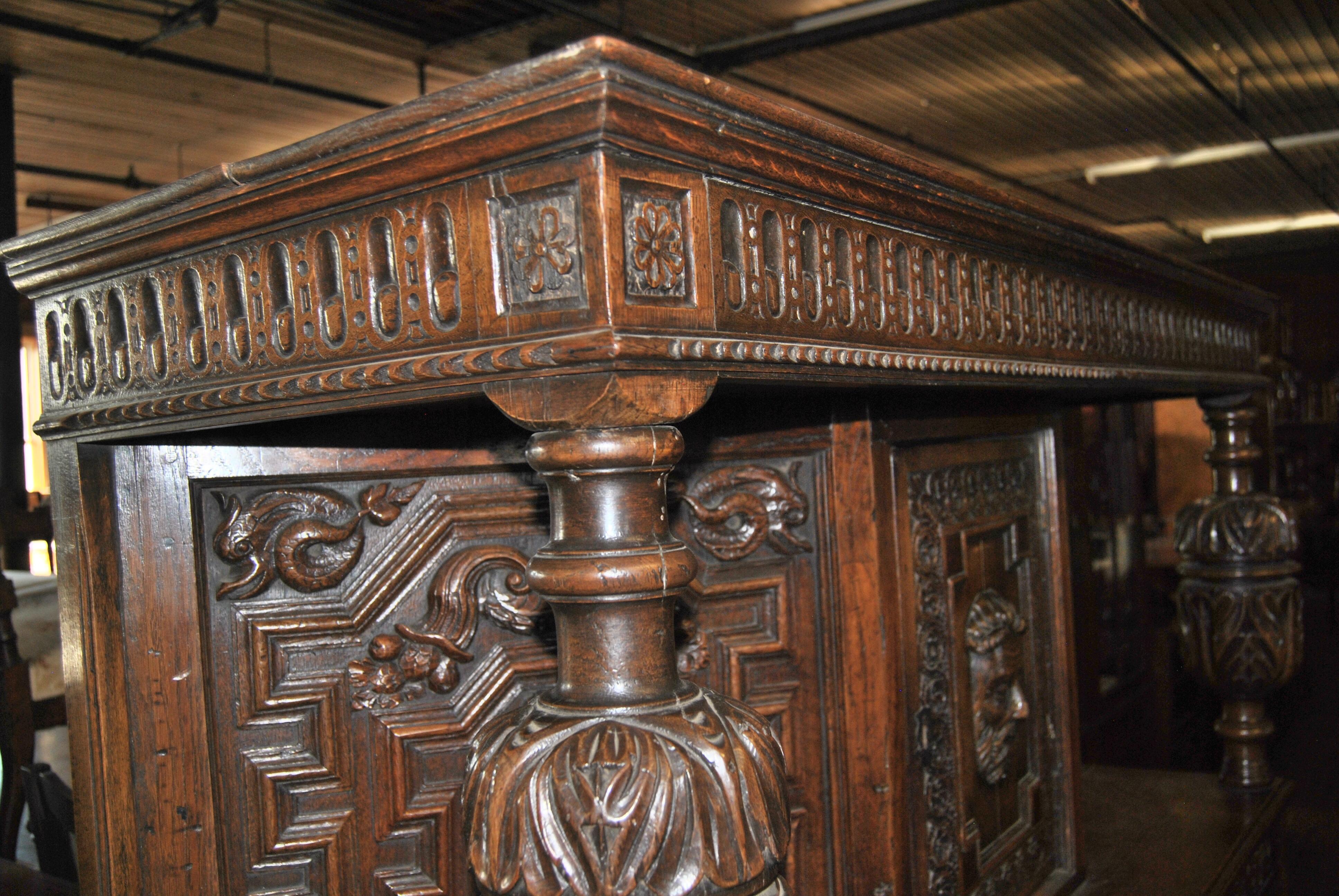 19th Century Carved Oak Court Cupboard For Sale 2