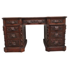 Antique 19th Century carved oak desk