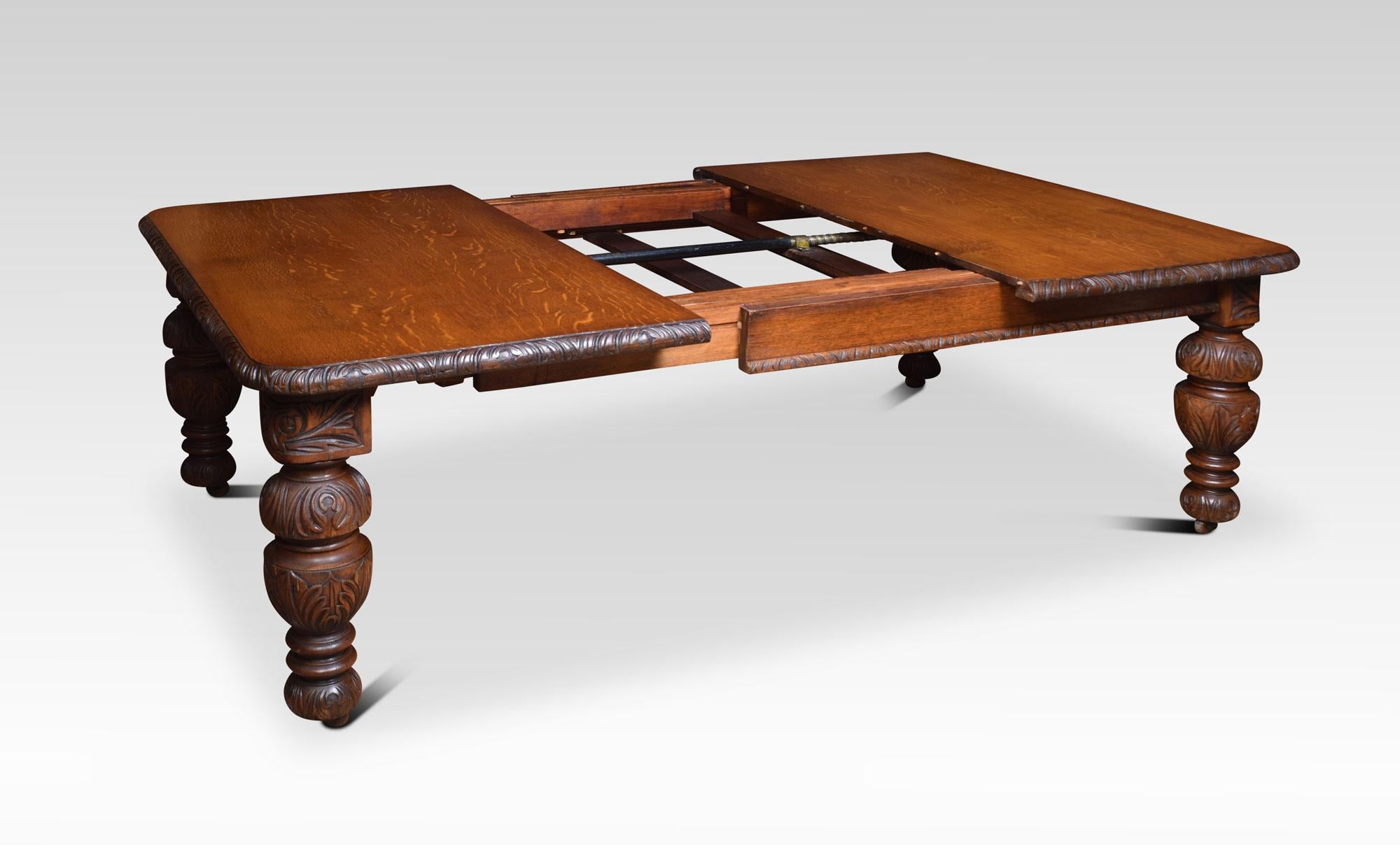 19th Century Carved Oak Dining Table 1