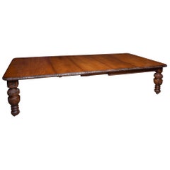 19th Century Carved Oak Dining Table Antique 19th Century Carved Oak Dining Table