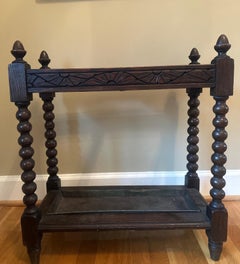 19th century carved oak English Umbrella bobbin stick stand
