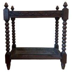 19th century carved oak English Umbrella bobbin stick stand
