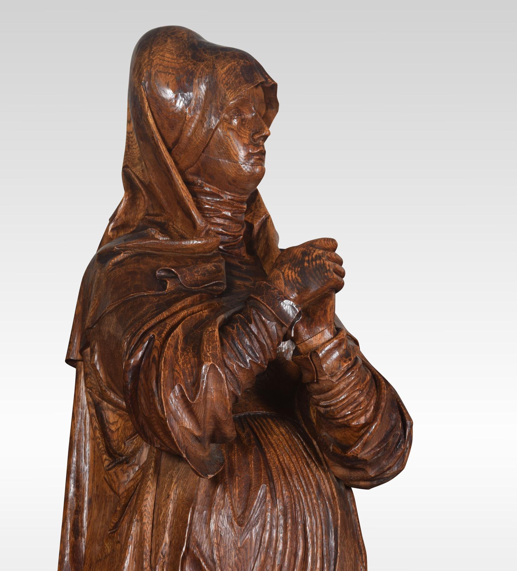British 19th Century Carved Oak Figure of a Saint For Sale