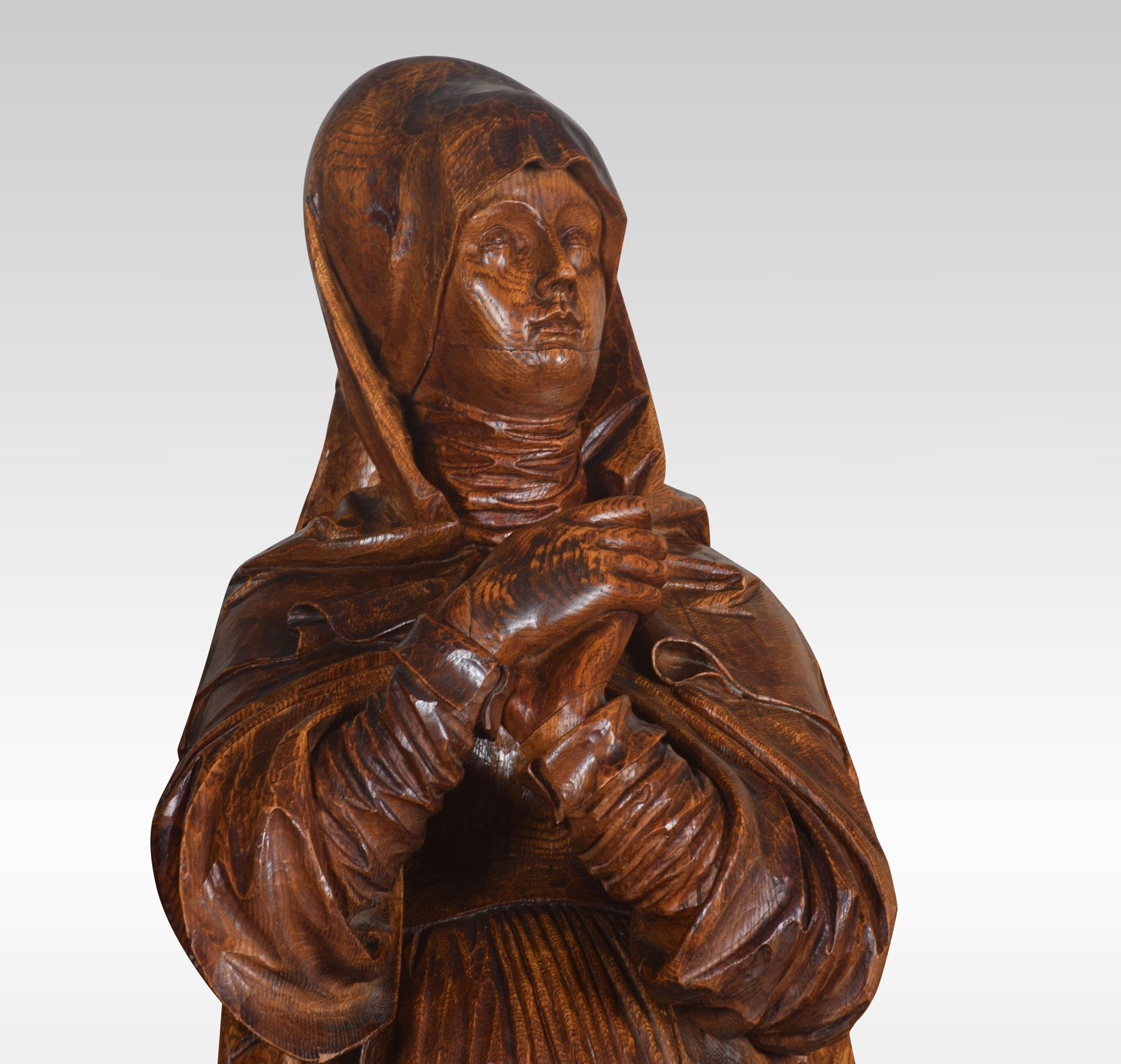 19th Century Carved Oak Figure of a Saint In Good Condition For Sale In Cheshire, GB