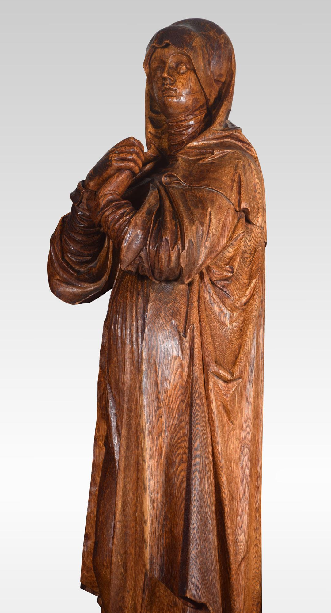 19th Century Carved Oak Figure of a Saint For Sale 1