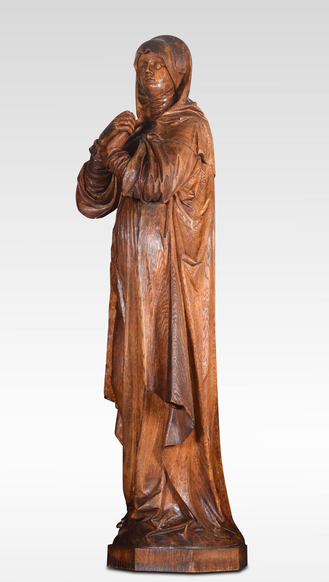 19th Century Carved Oak Figure of a Saint For Sale 2