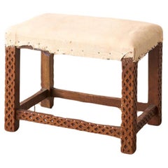 Antique 19th century carved oak footstool