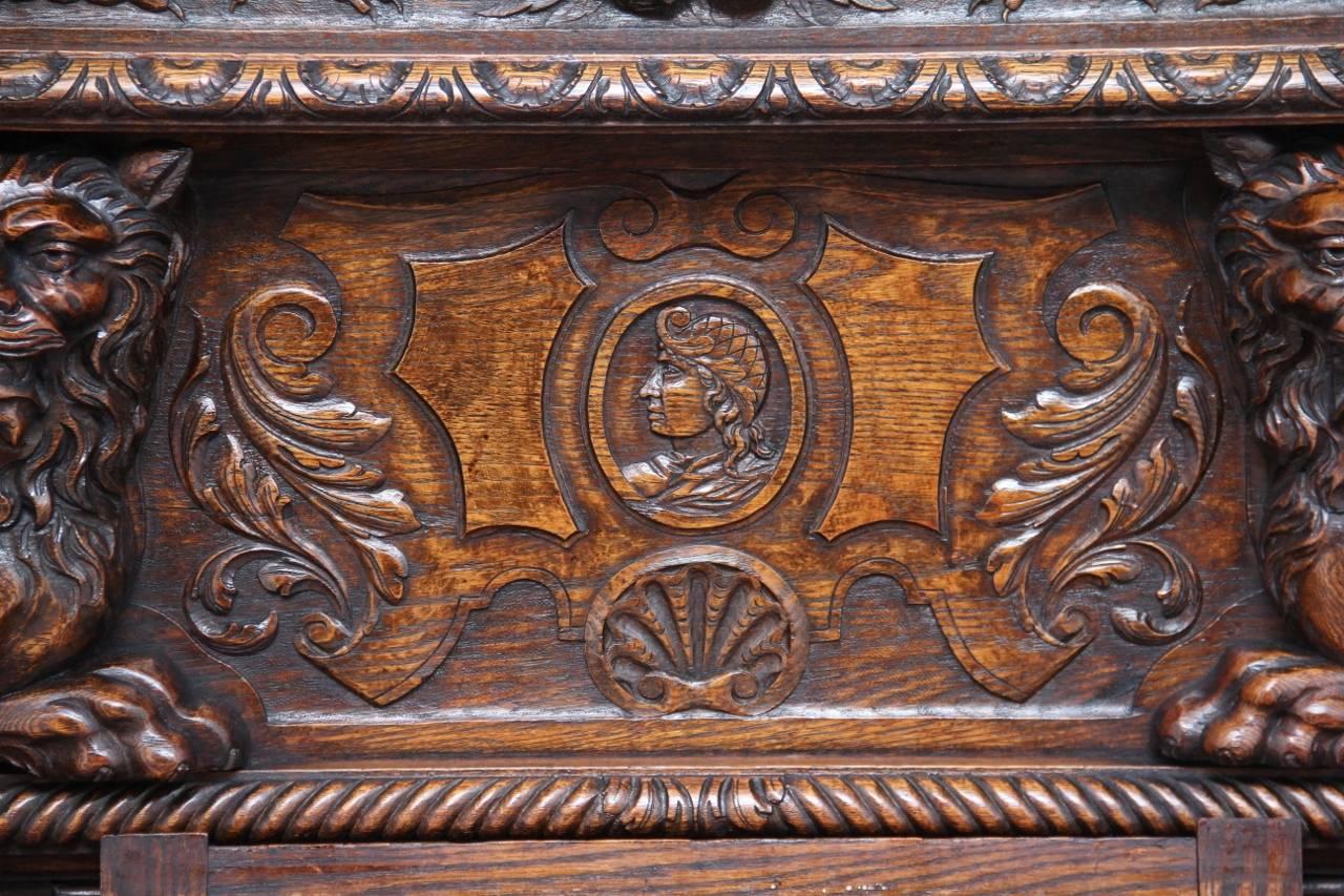 19th Century Carved Oak Hall Bench 5