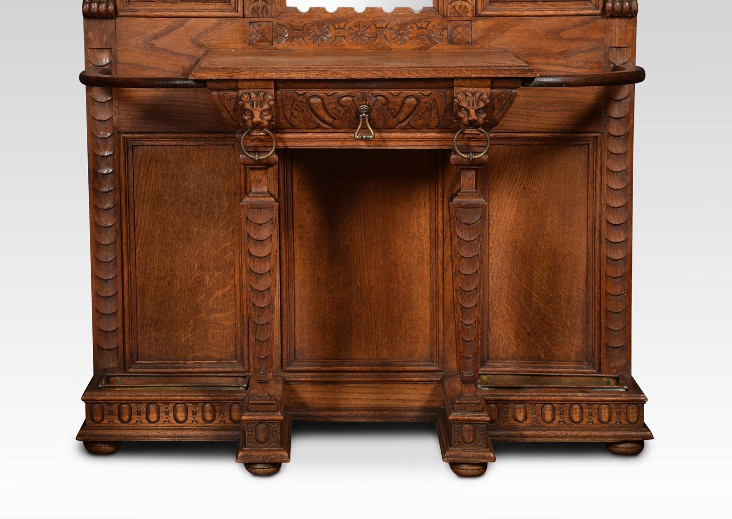 British 19th Century Carved Oak Hall Stand