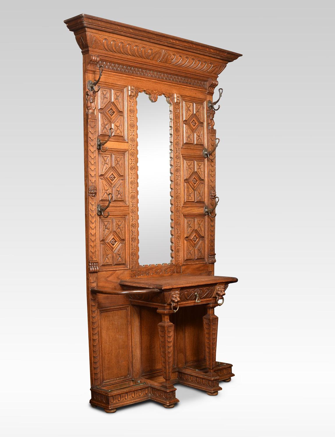 19th Century Carved Oak Hall Stand In Good Condition In Cheshire, GB