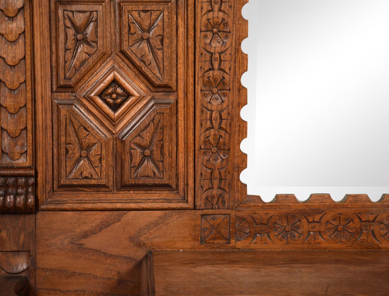 19th Century Carved Oak Hall Stand 1