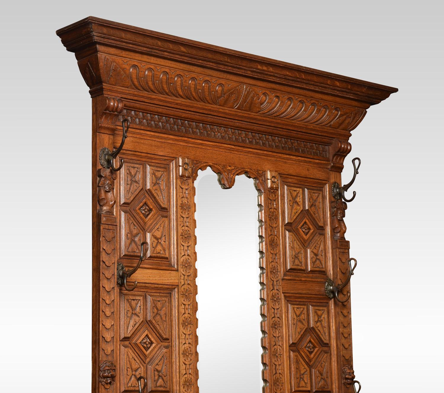 19th Century Carved Oak Hall Stand 2