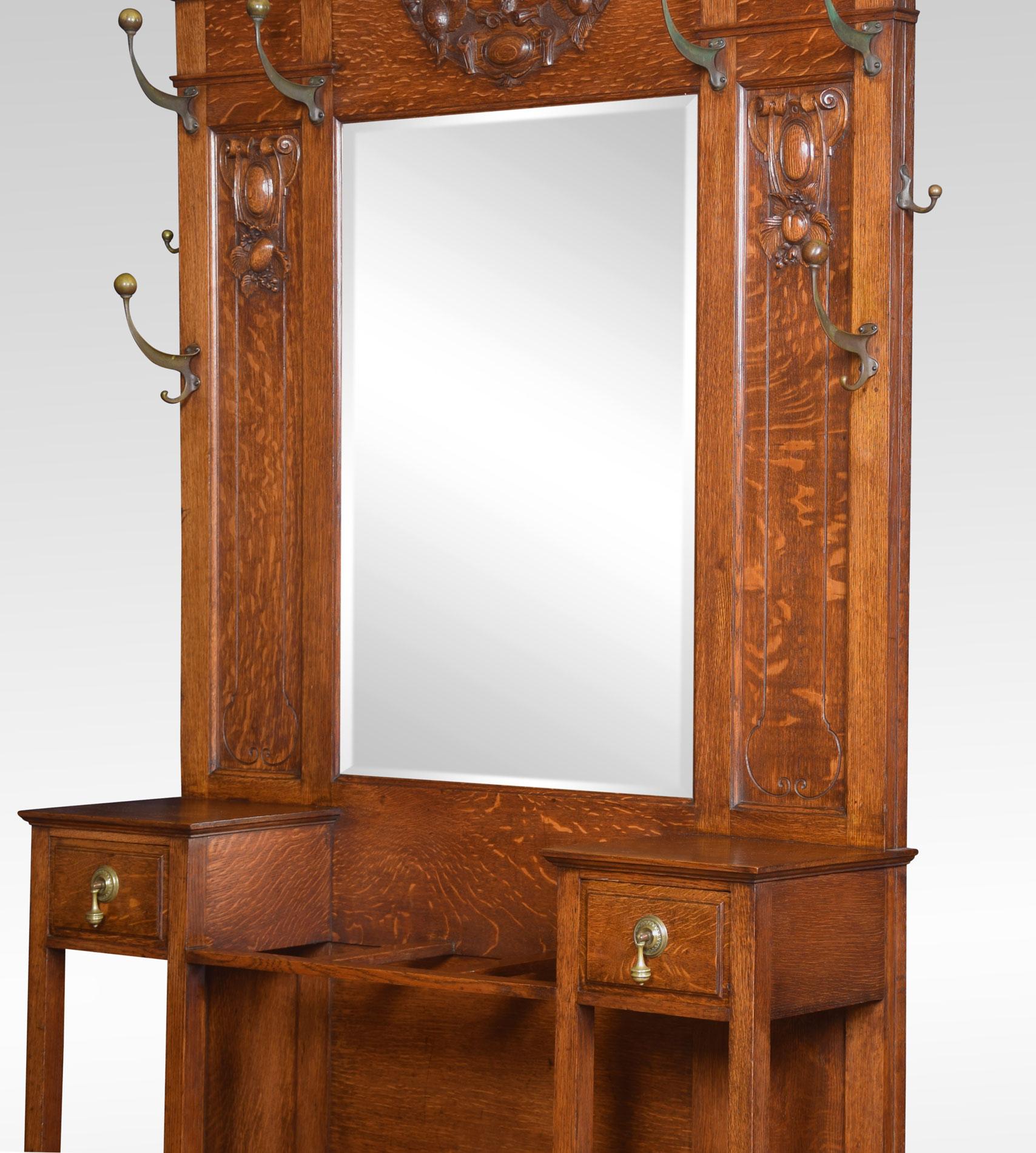 19th Century Carved Oak Hall Stand 2