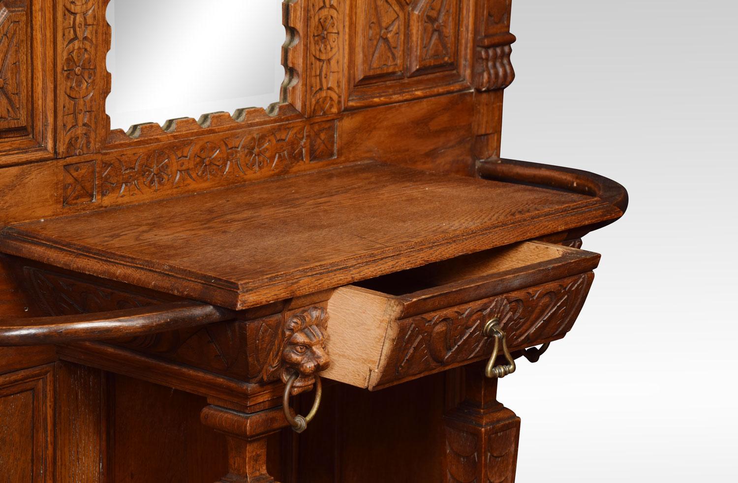 19th Century Carved Oak Hall Stand 4