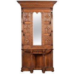 19th Century Carved Oak Hall Stand