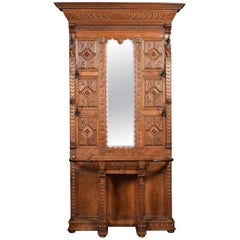 19th Century Carved Oak Hall Stand