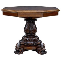 19th Century Carved Oak Hexagonal Top Centre Table