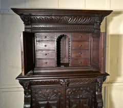 19th Century Carved Oak Housekeepers or Hall Cupboard