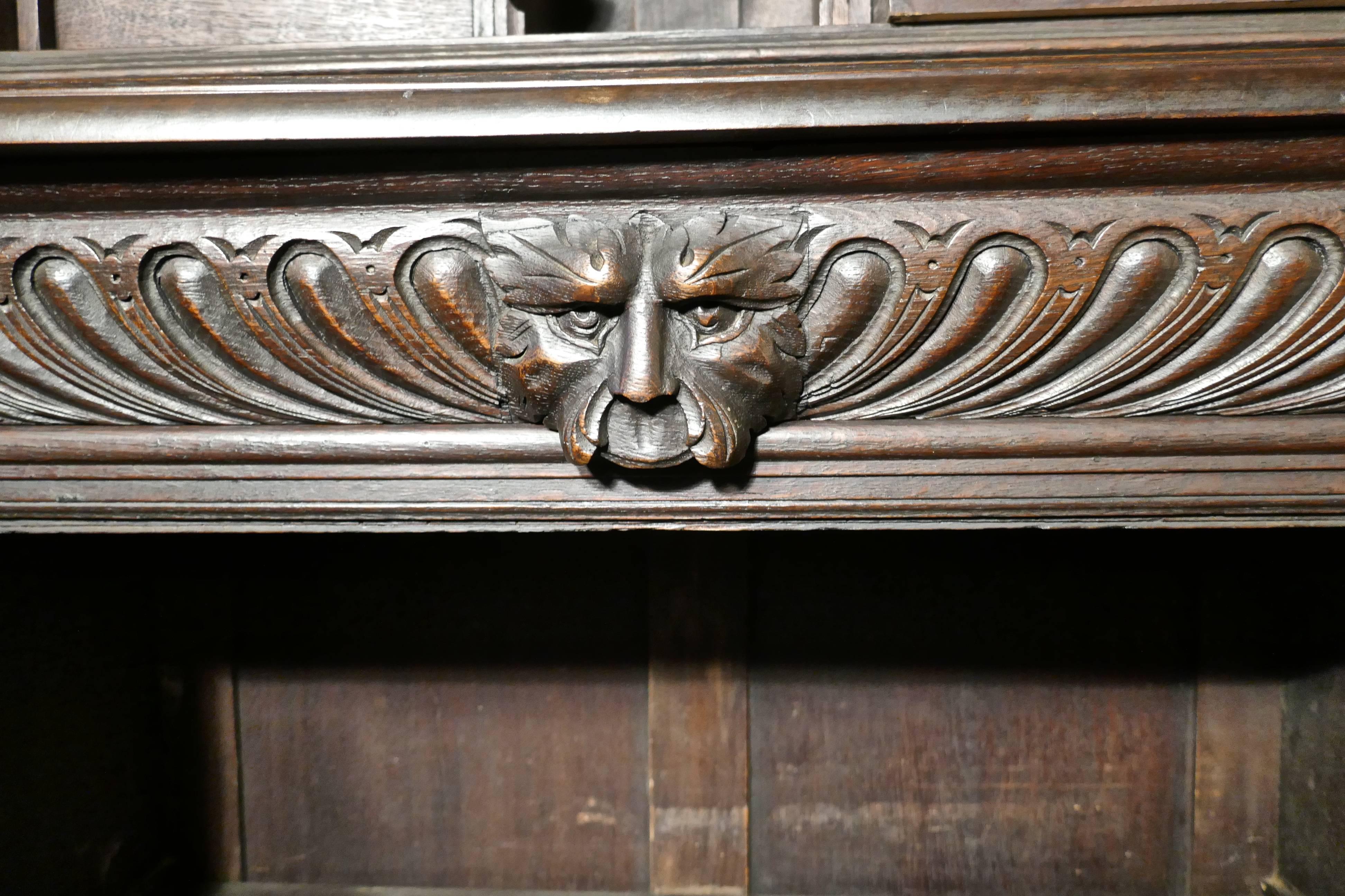 19th Century Carved Oak Housekeepers or Hall Cupboard 3