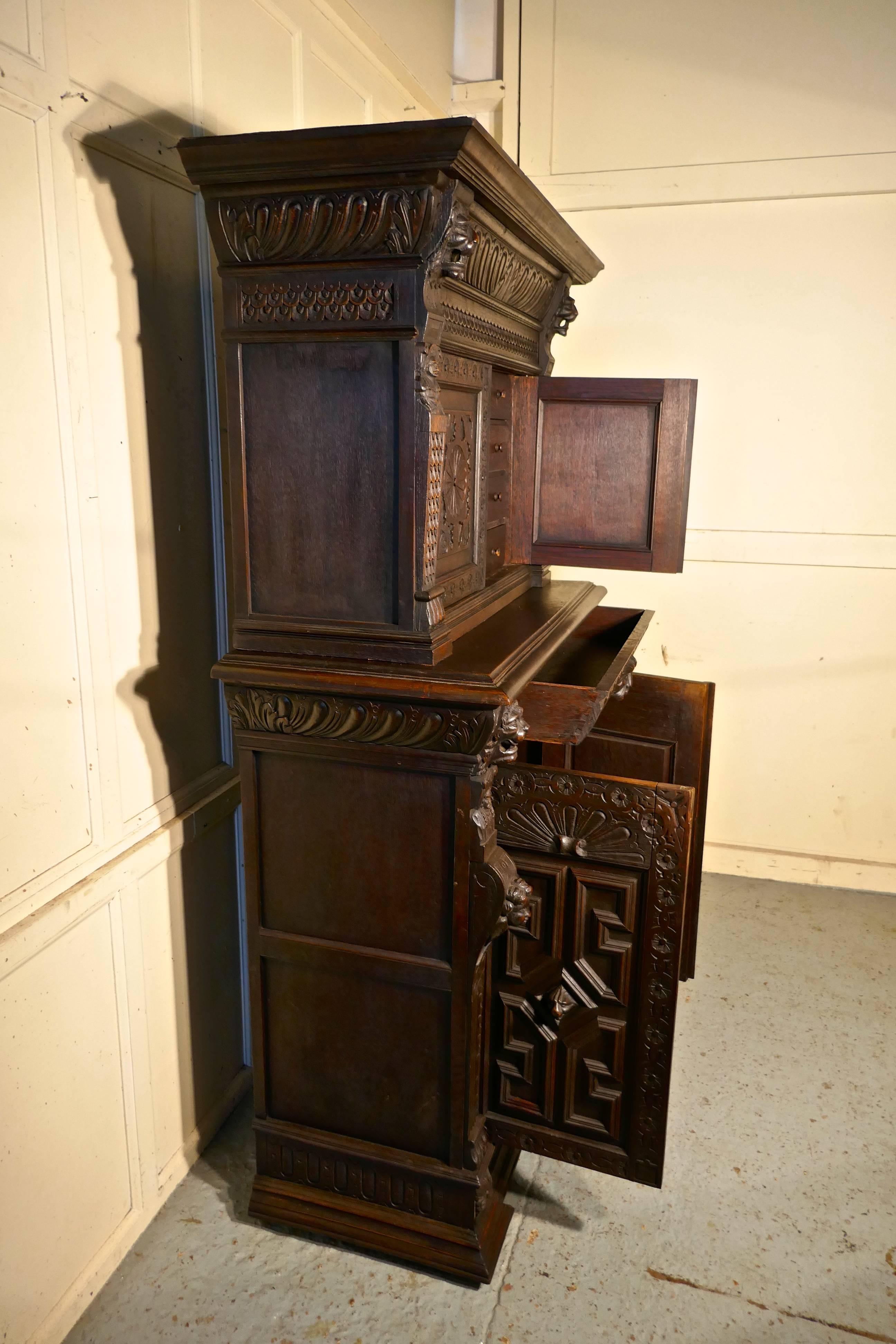 19th Century Carved Oak Housekeepers or Hall Cupboard 5