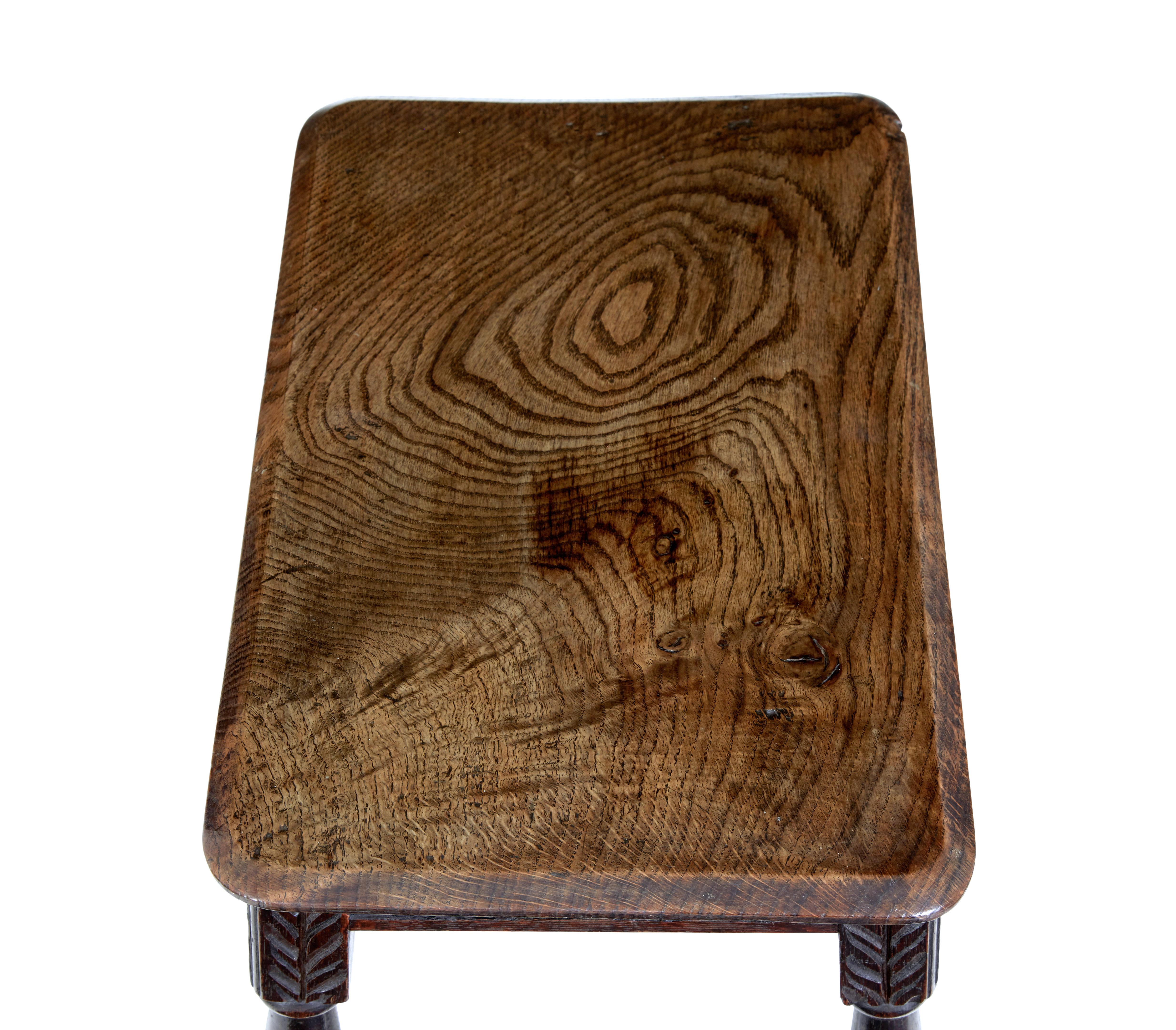 19th Century Carved Oak Joint Stool 1