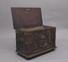 19th Century Carved Oak Log Box