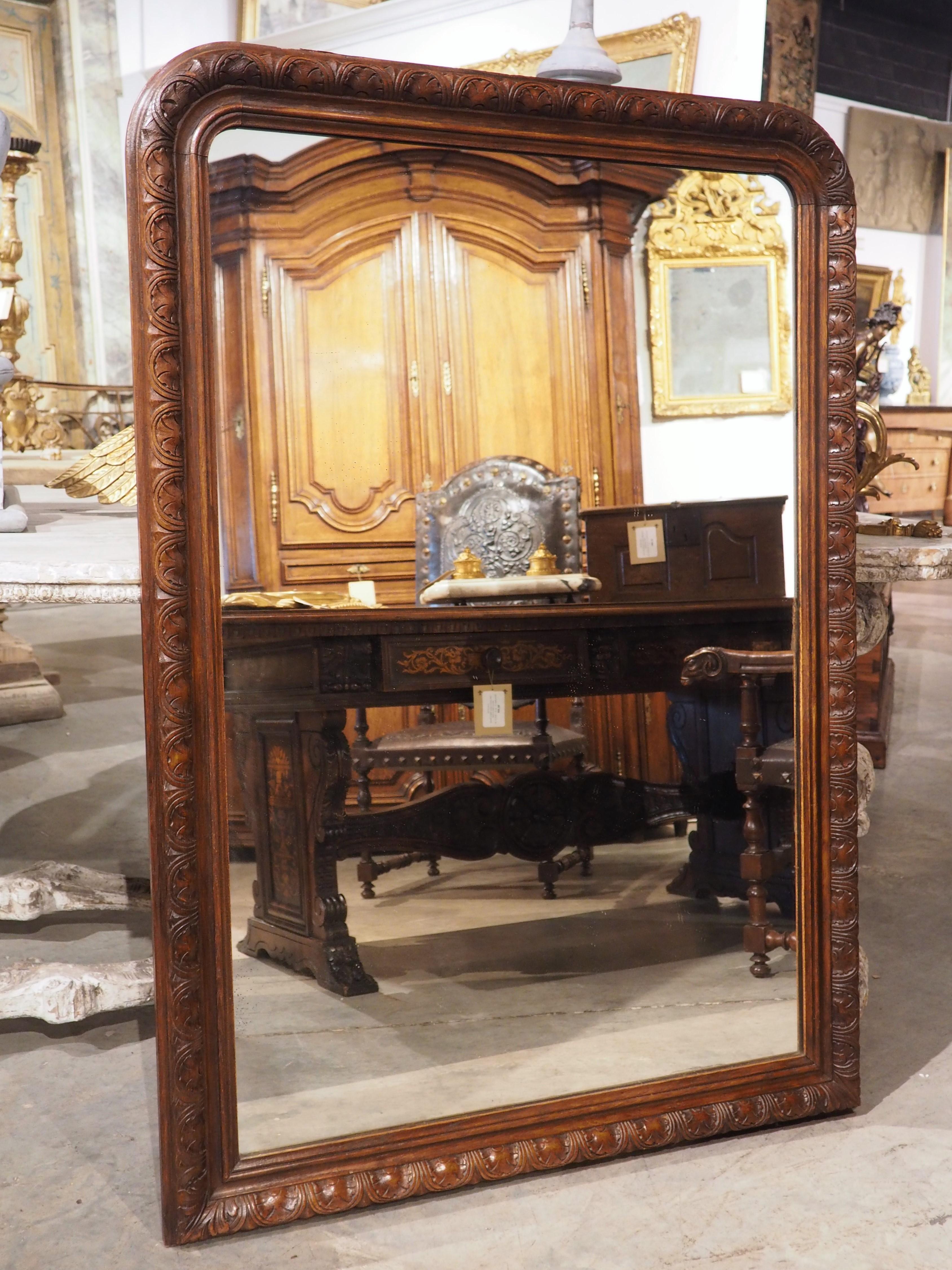 French 19th Century Carved Oak Louis Philippe Style Mirror from France