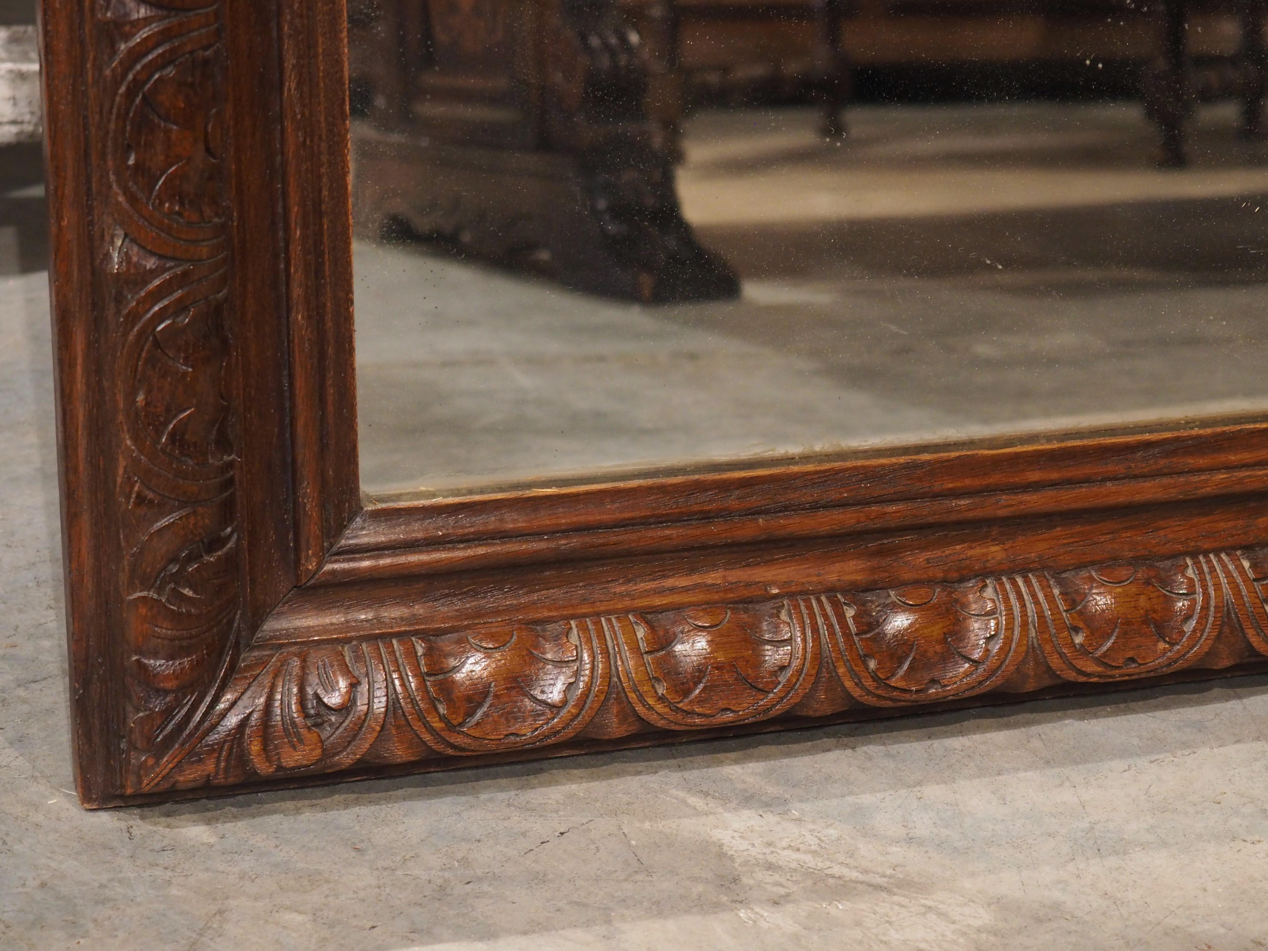 19th Century Carved Oak Louis Philippe Style Mirror from France In Good Condition In Dallas, TX