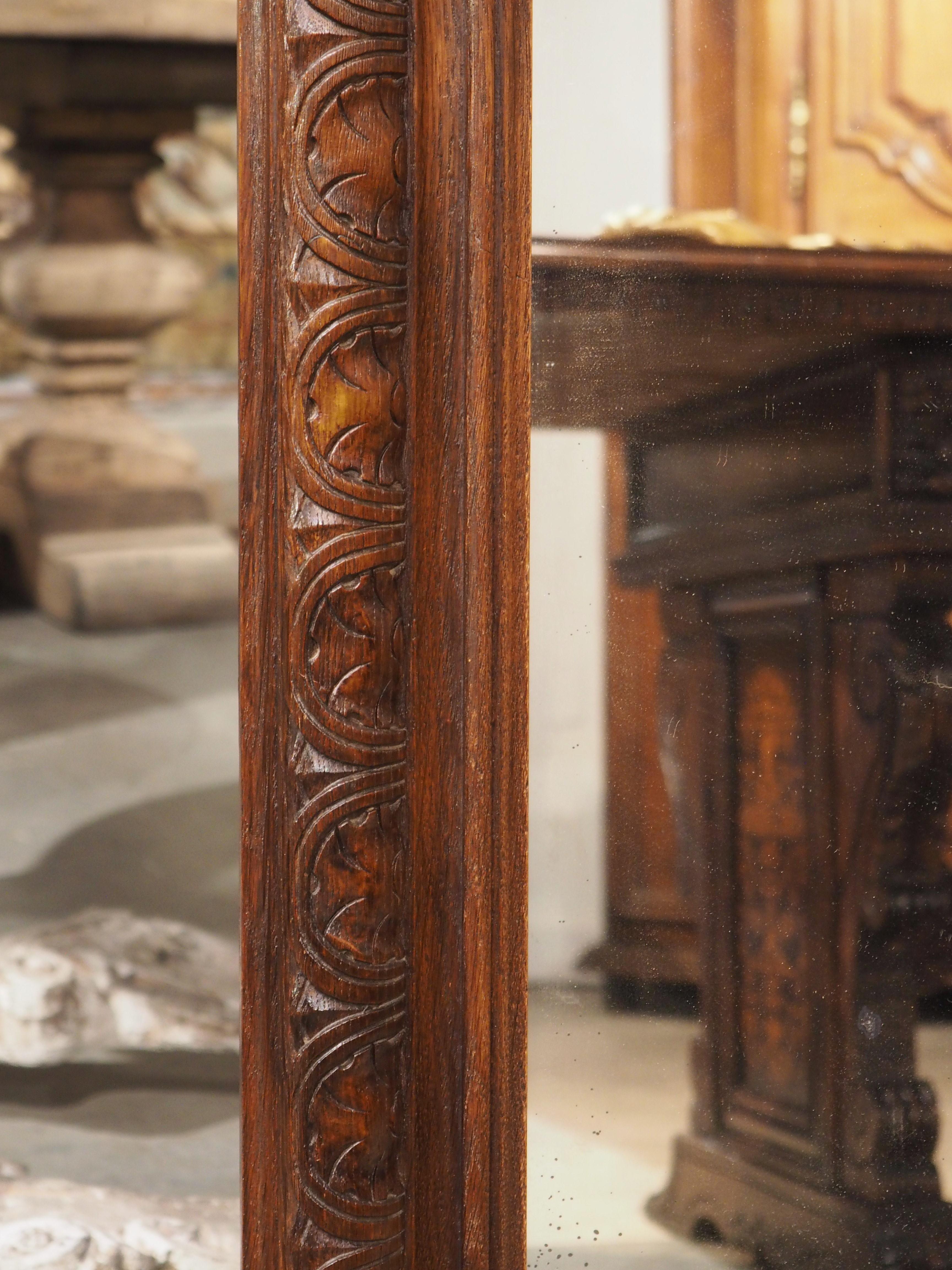 Wood 19th Century Carved Oak Louis Philippe Style Mirror from France
