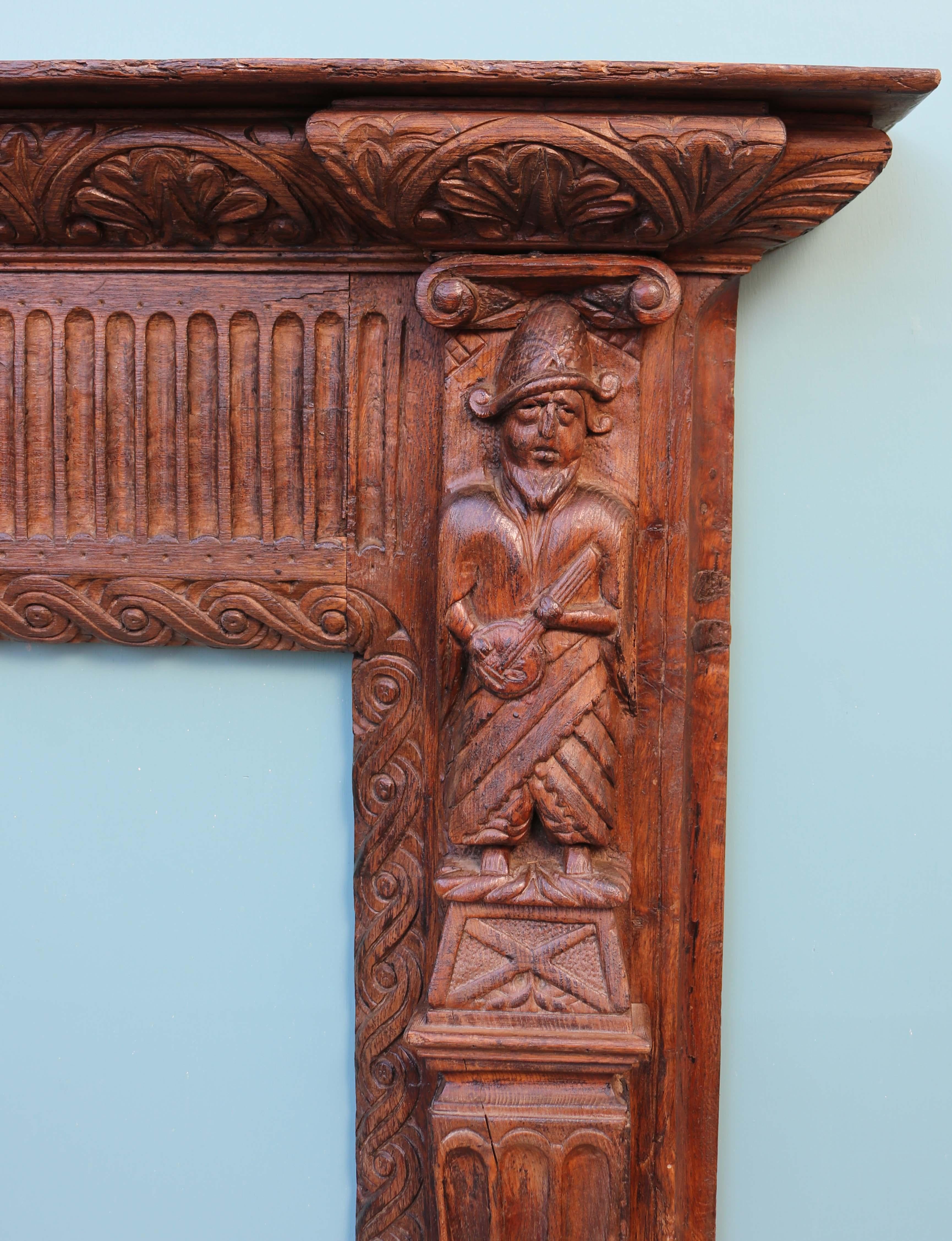 19th Century Carved Oak Mantel For Sale 3