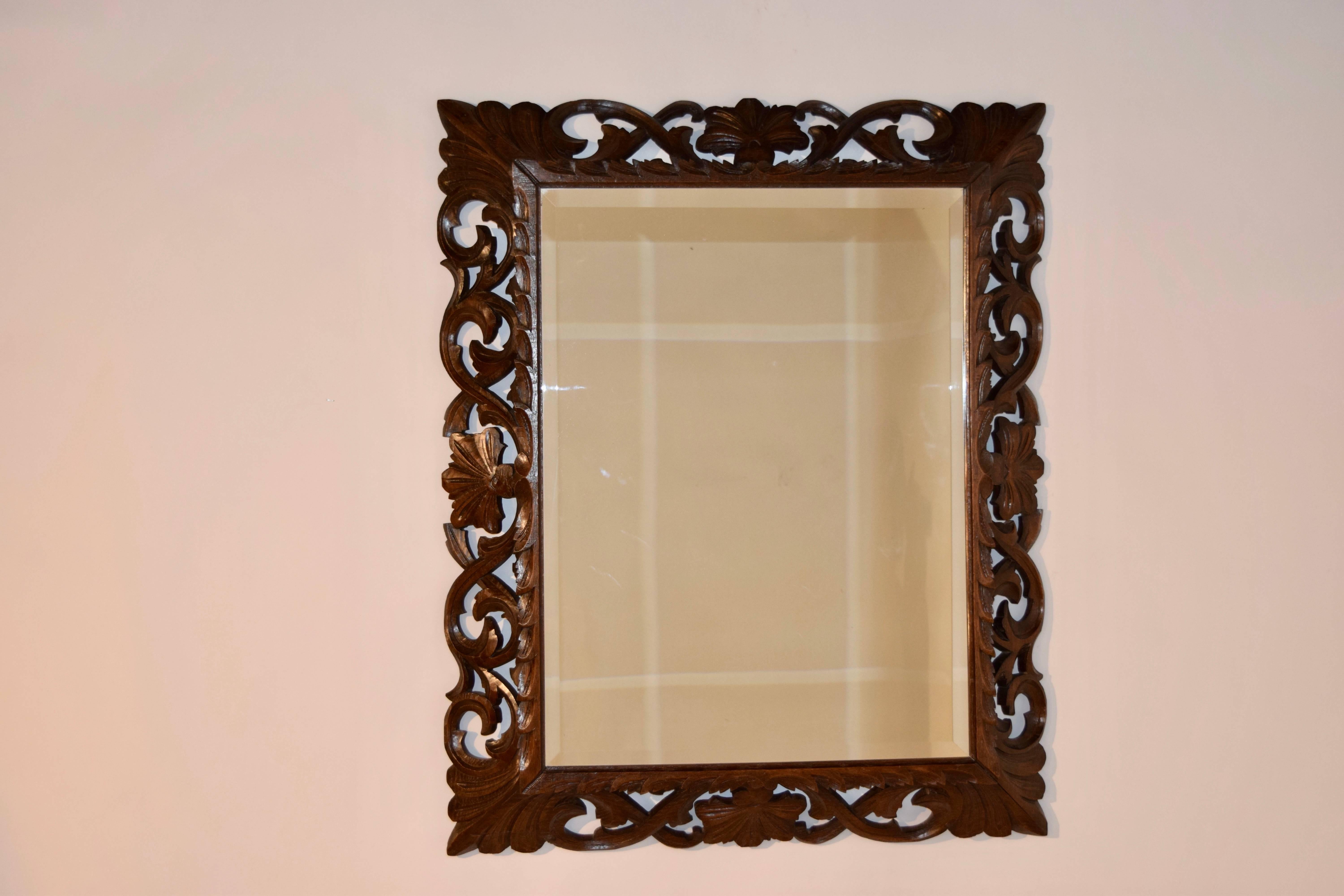 Victorian 19th Century Carved Oak Mirror