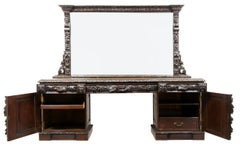 19th Century Carved Oak Mirrored Sideboard of Grand Proportions