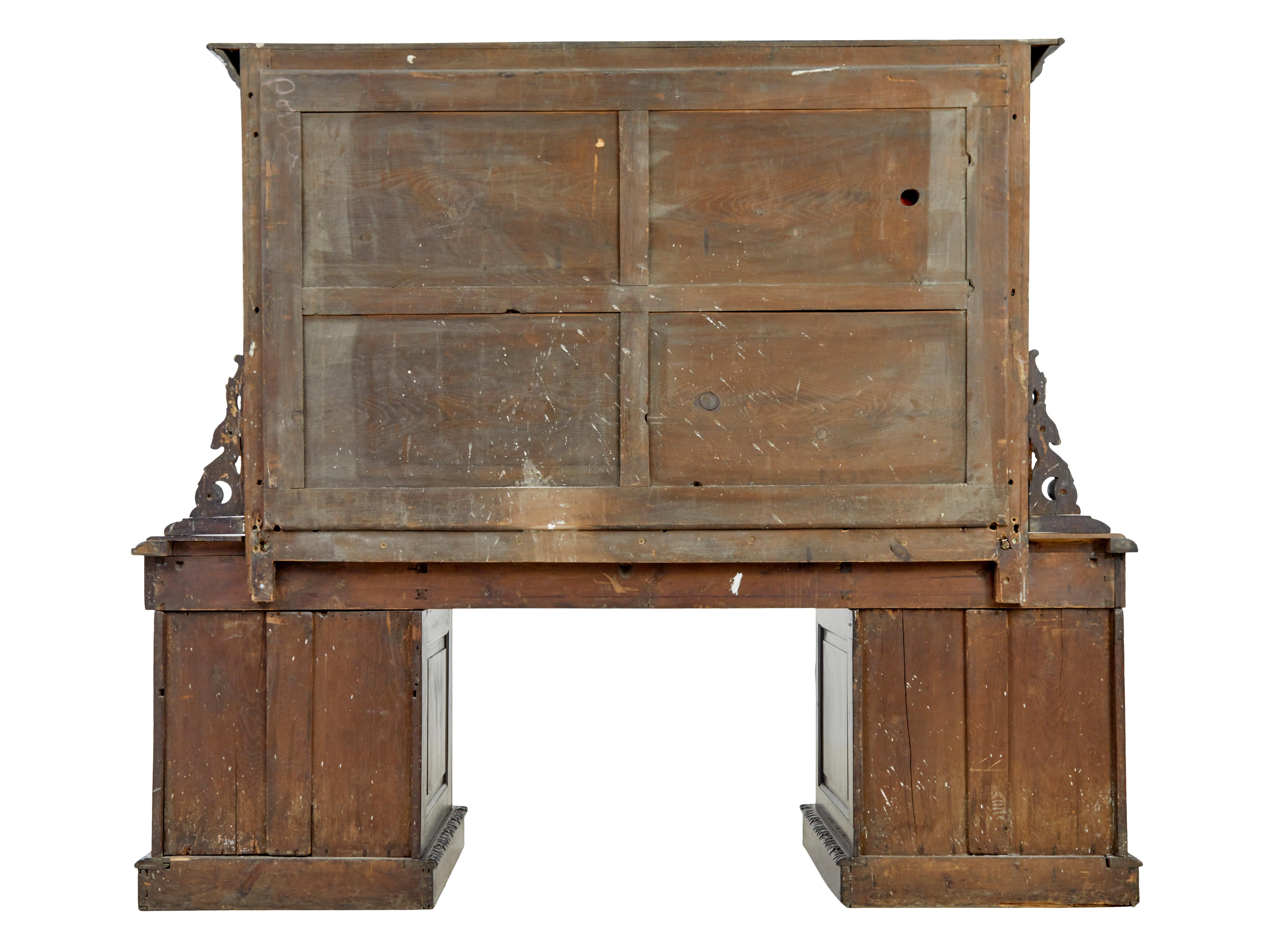 Mirror 19th century carved oak mirrored sideboard of grand proportions For Sale