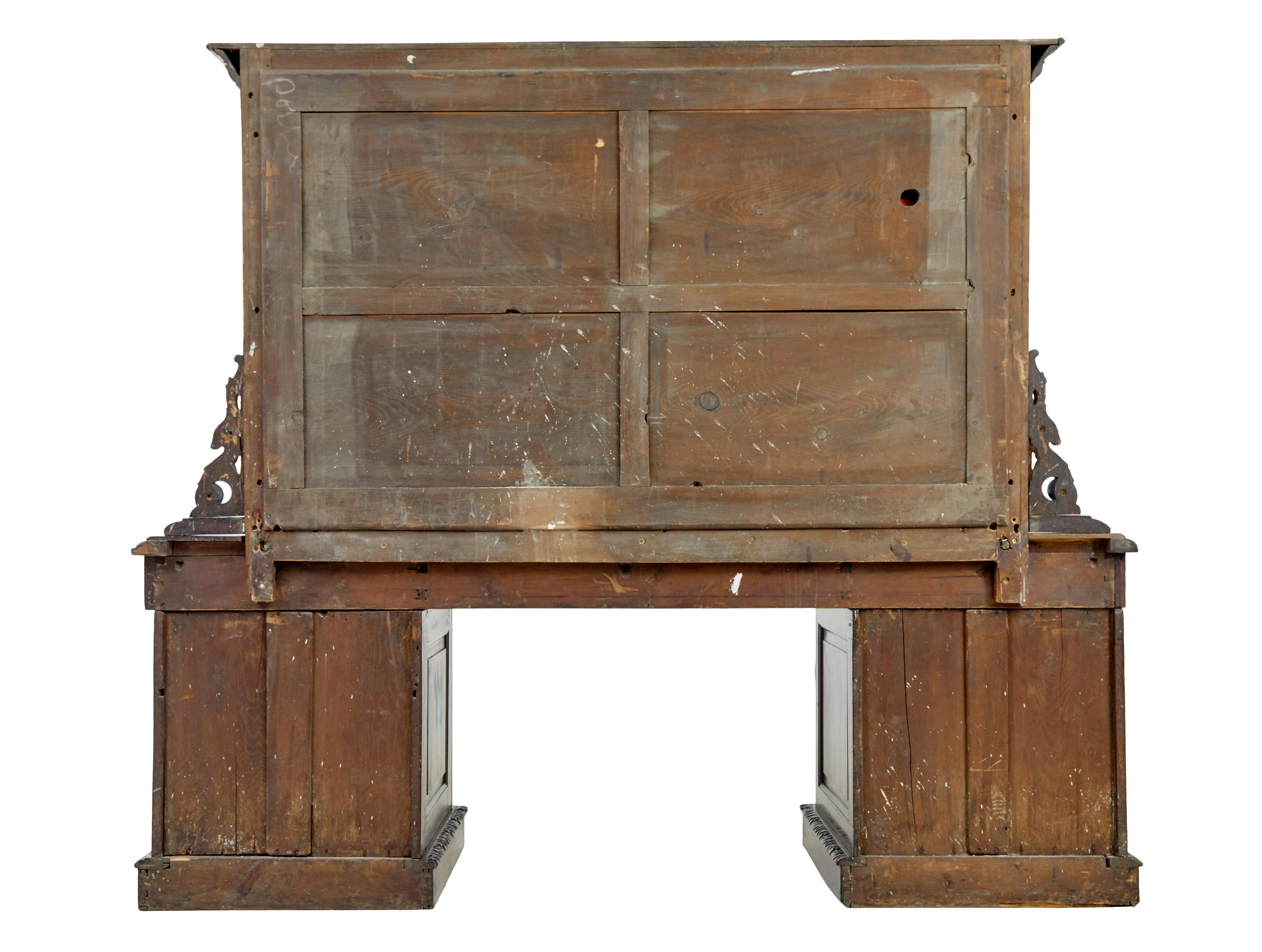 19th Century carved oak mirrored sideboard of grand proportions For Sale 1
