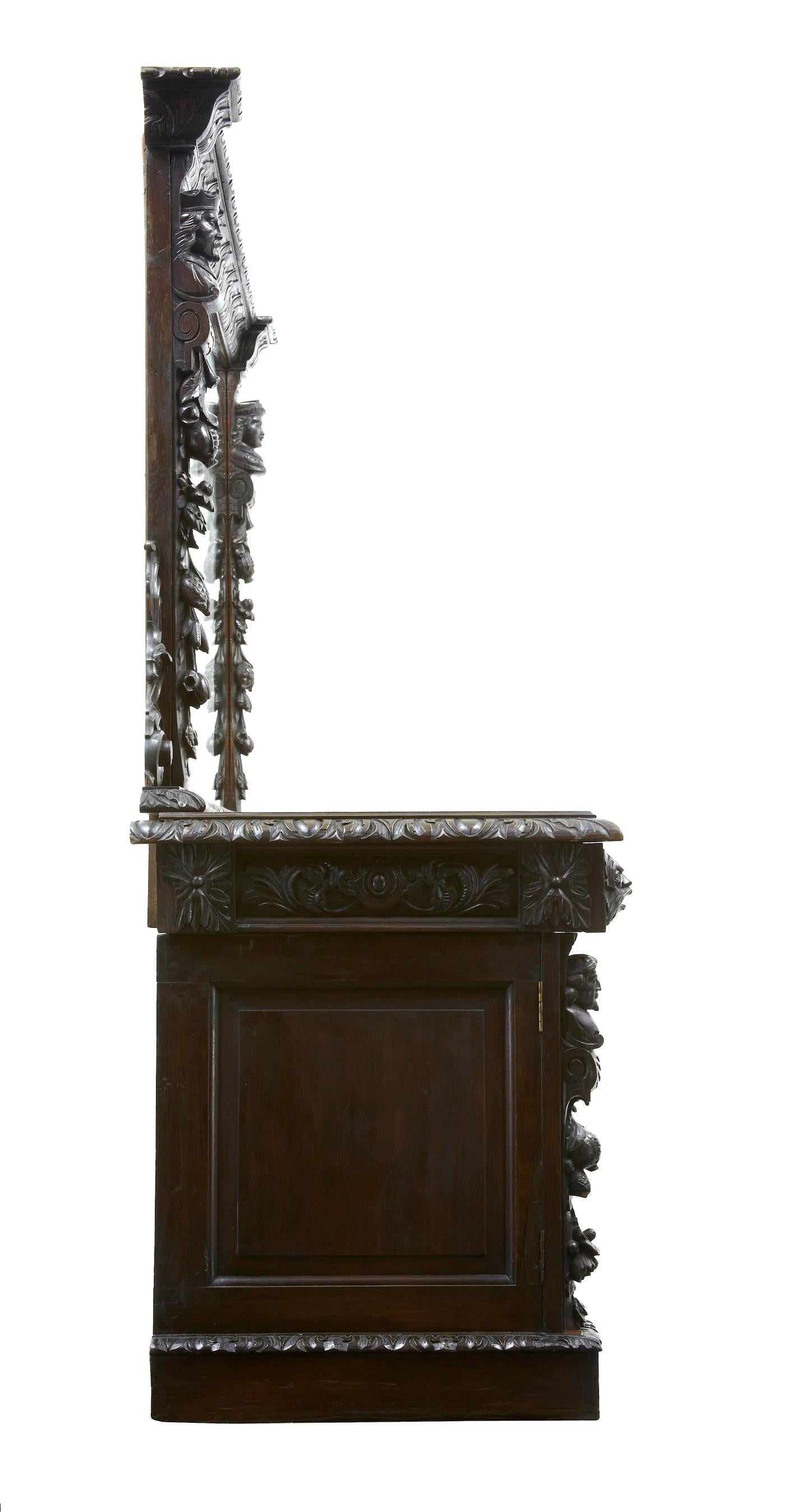 19th Century Carved Oak Mirrored Sideboard of Grand Proportions 3