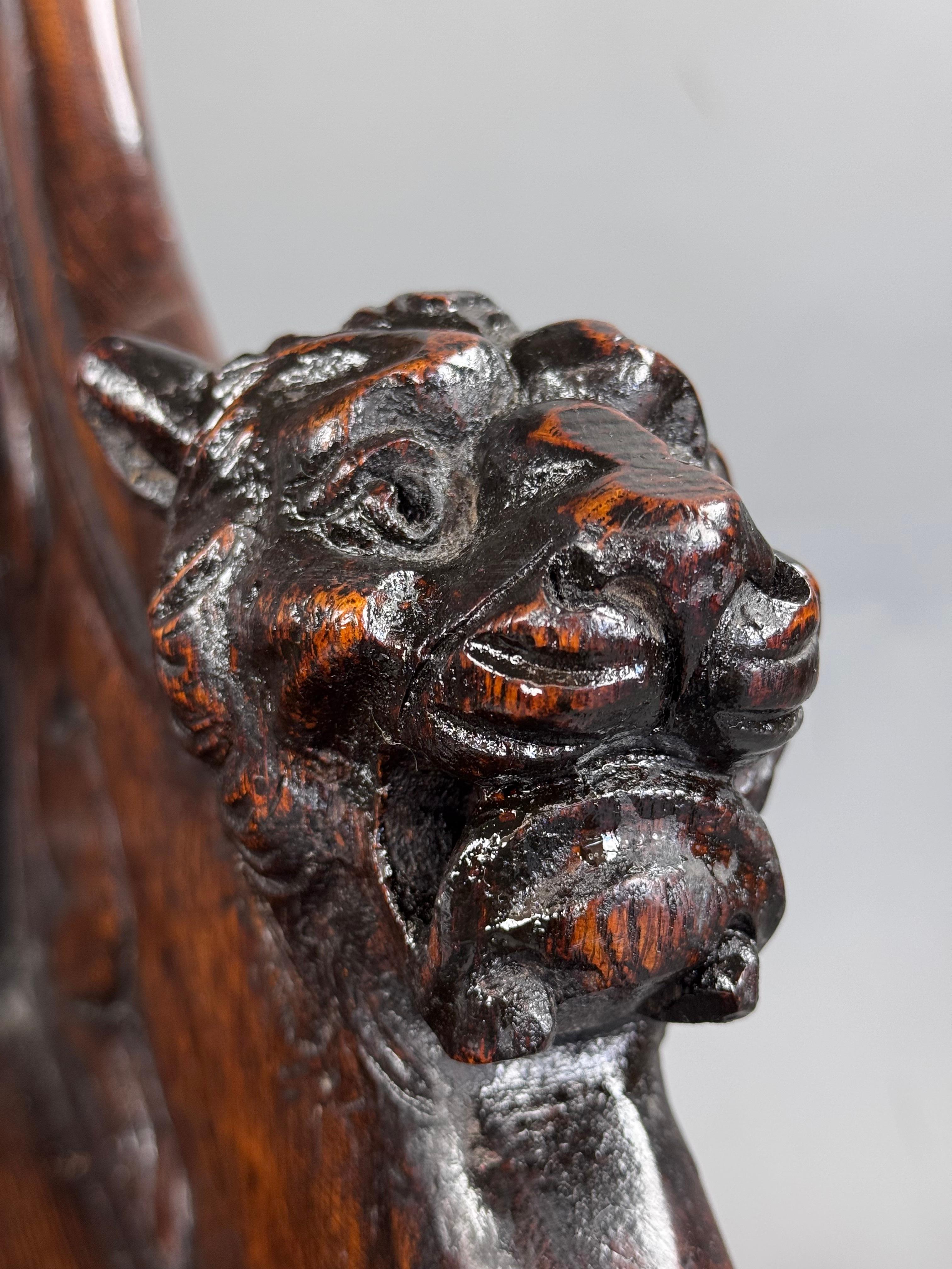 19th century carved oak monks bench settle 3
