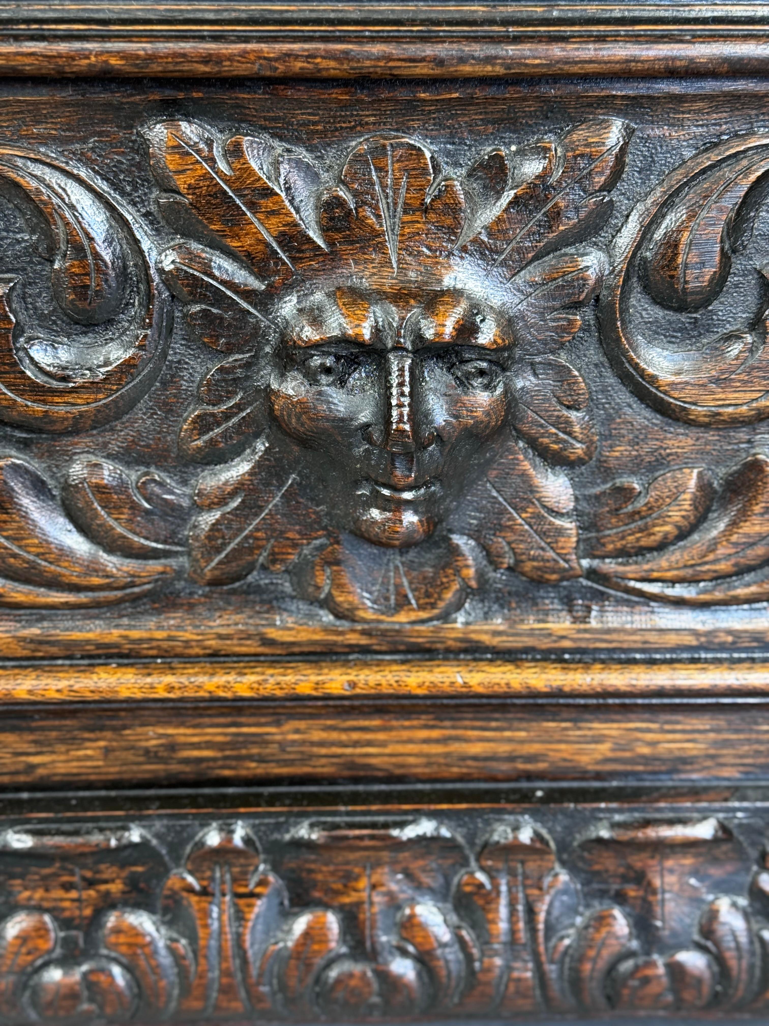 19th century carved oak monks bench settle 5