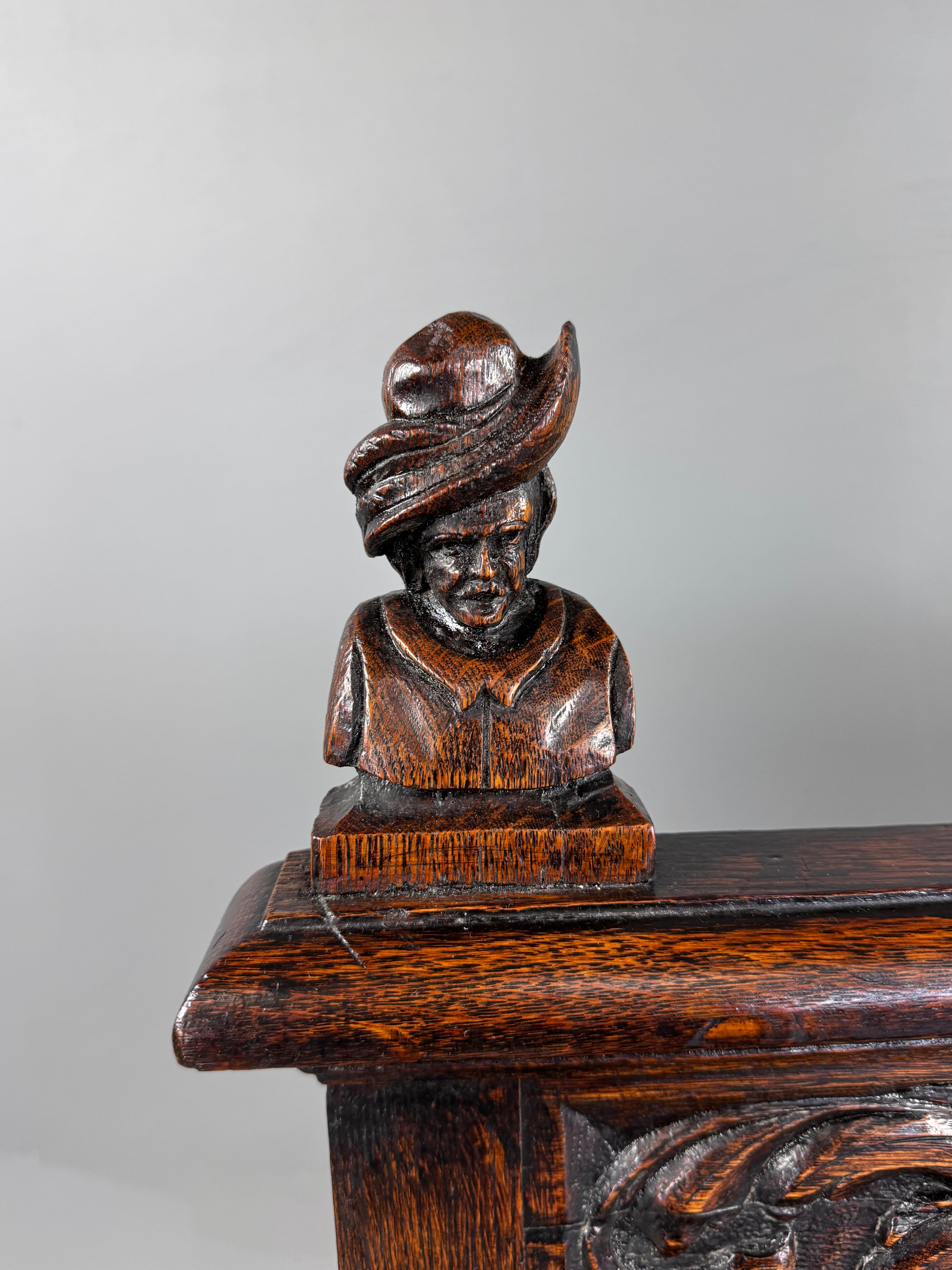 German 19th century carved oak monks bench settle