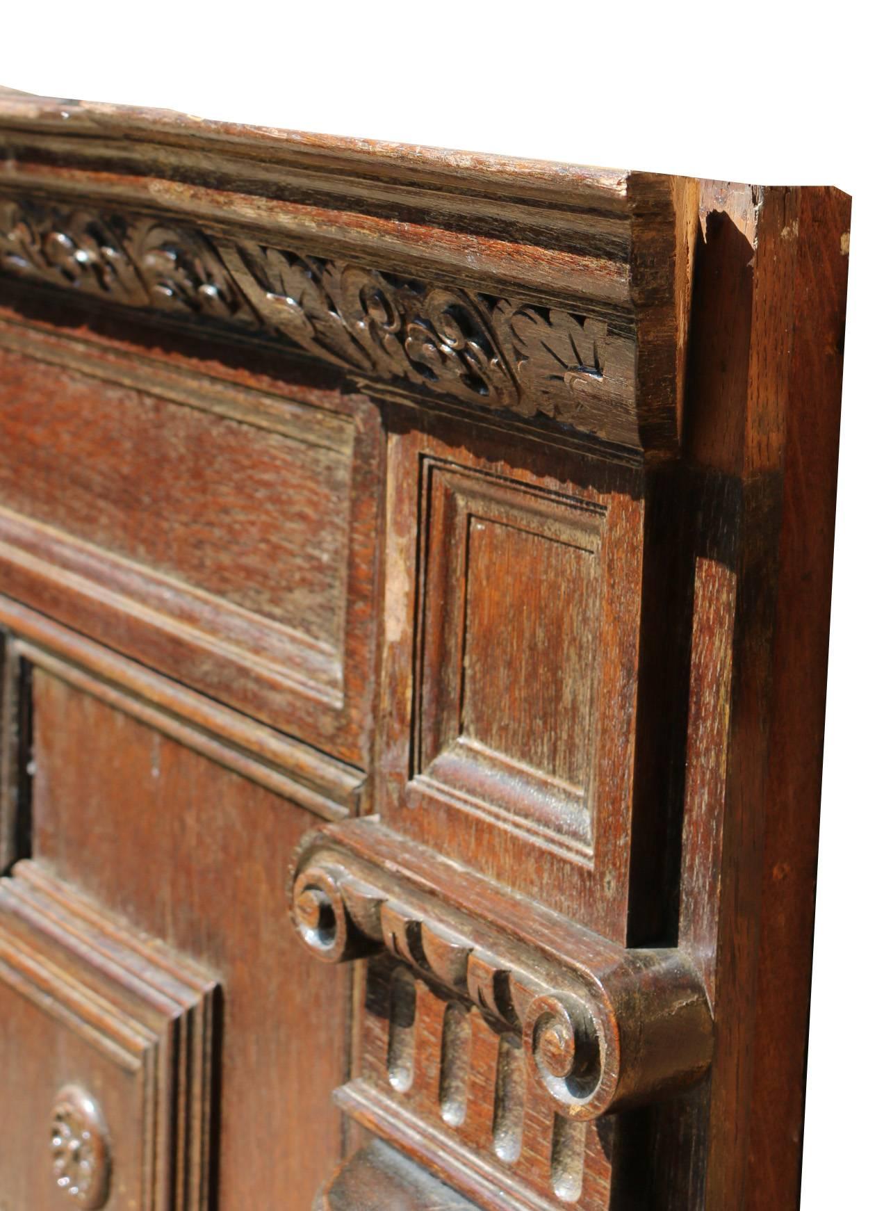 19th Century Carved Oak Overmantel 2