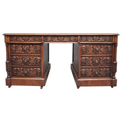 19th Century Carved Oak Partners Desk