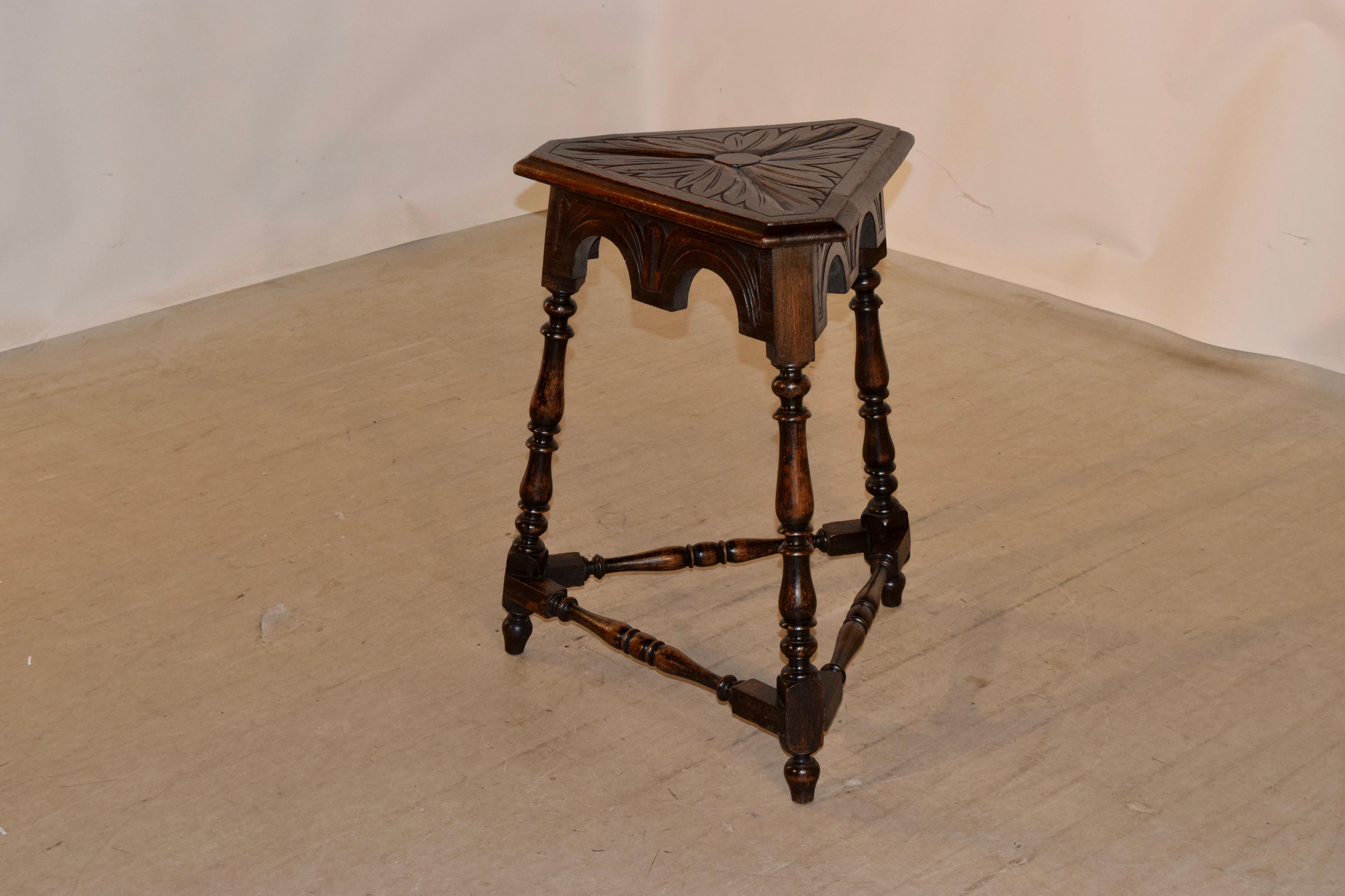 English 19th Century Carved Oak Side Table