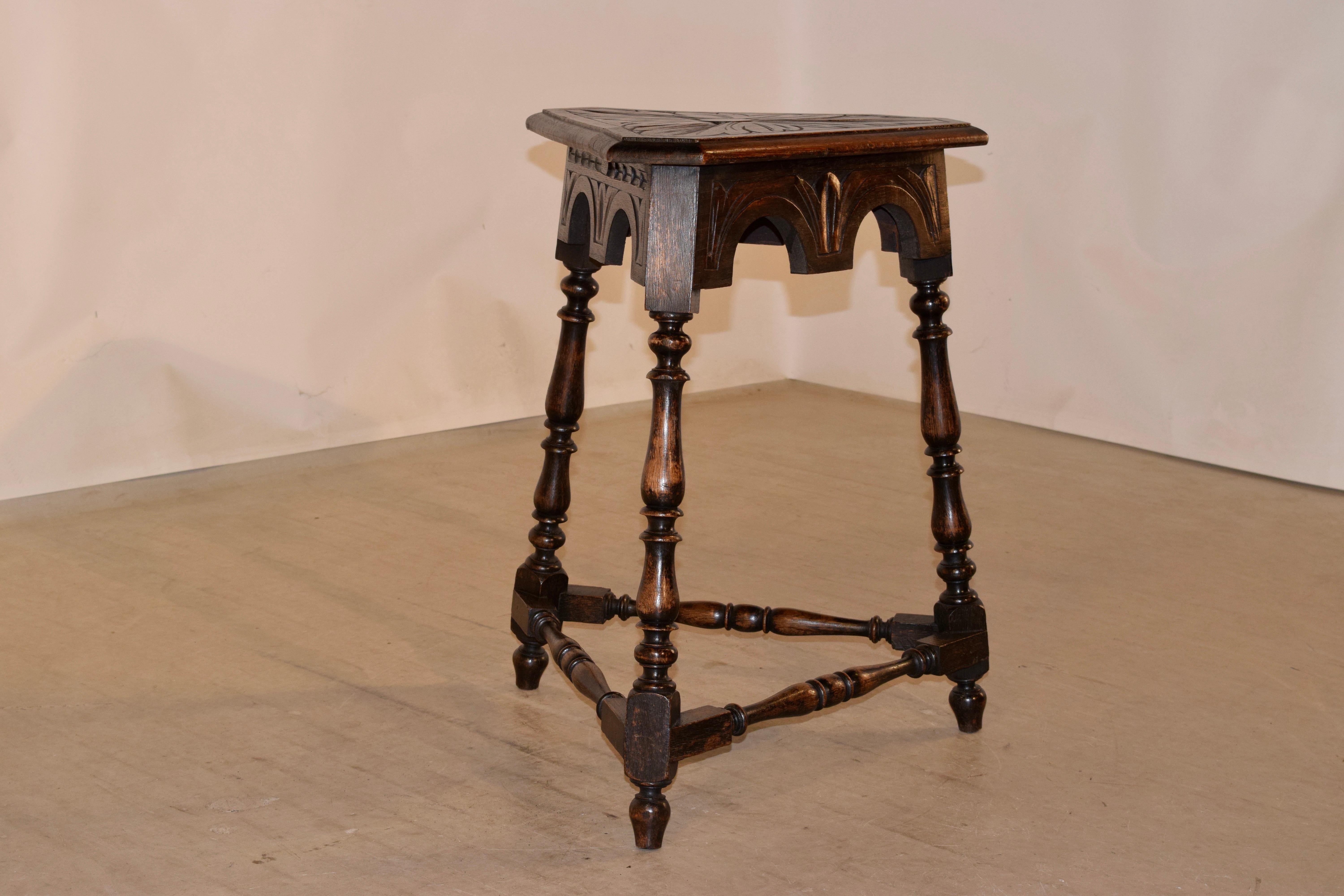 19th Century Carved Oak Side Table In Good Condition In High Point, NC