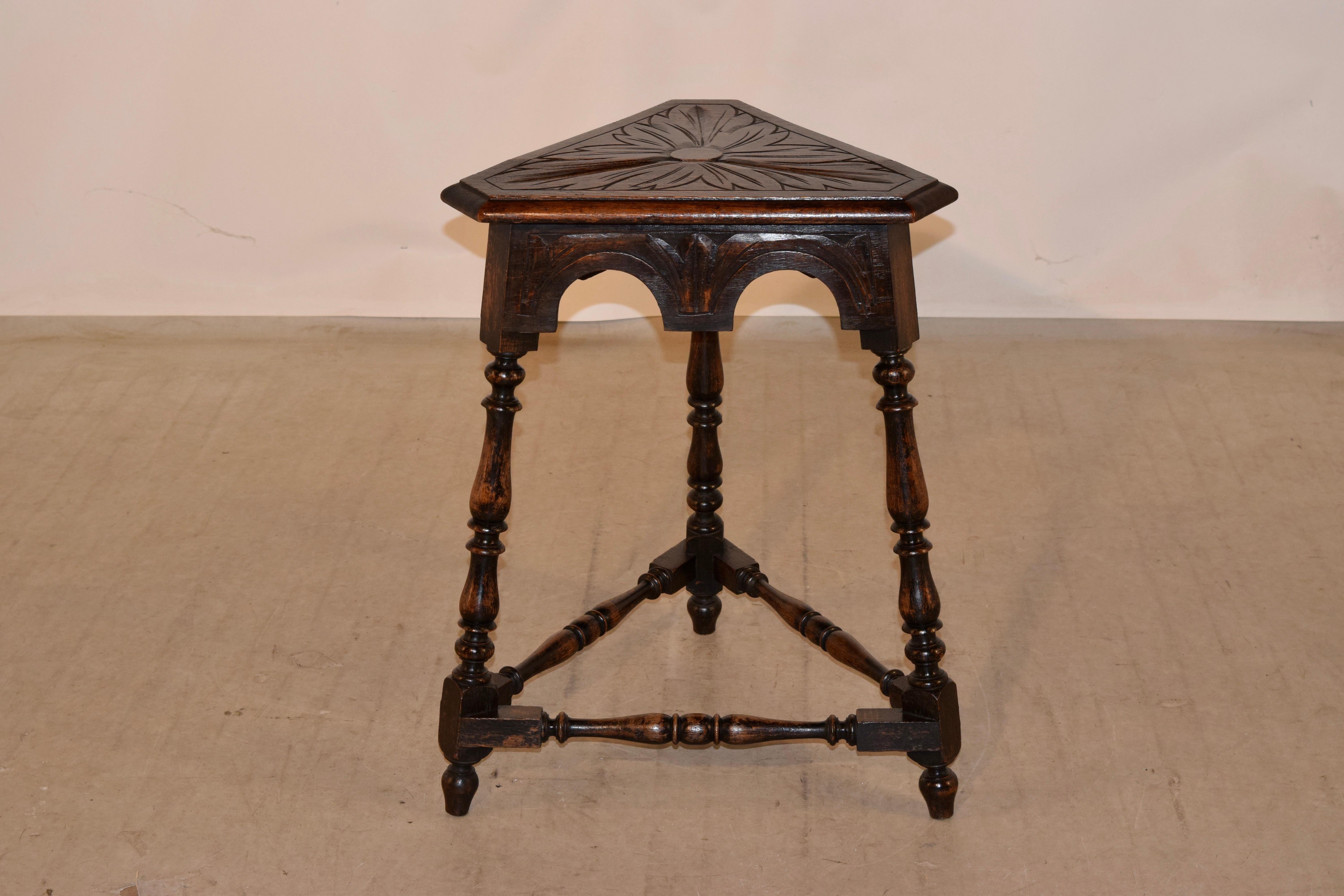 19th Century Carved Oak Side Table 1