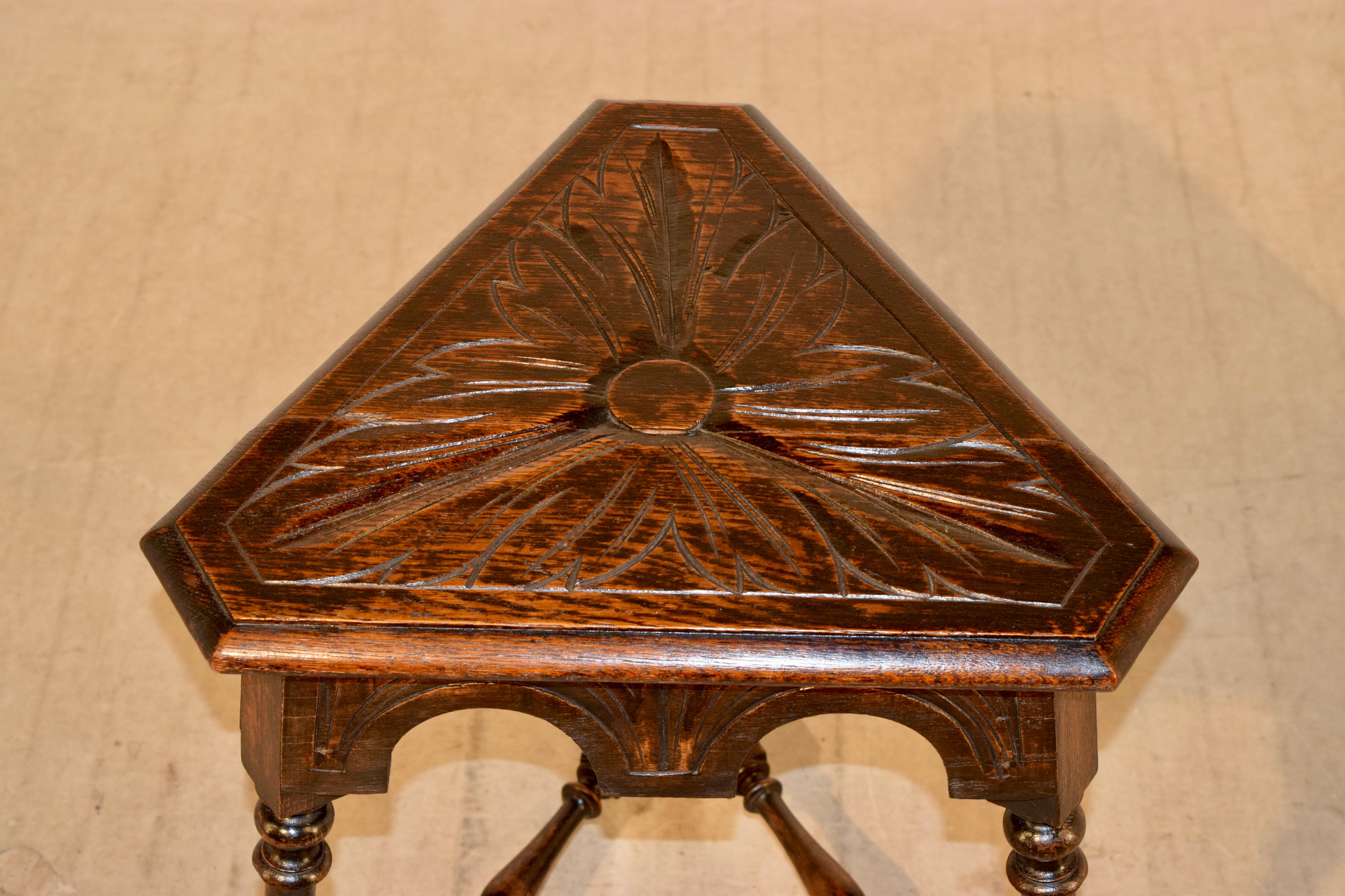 19th Century Carved Oak Side Table 3