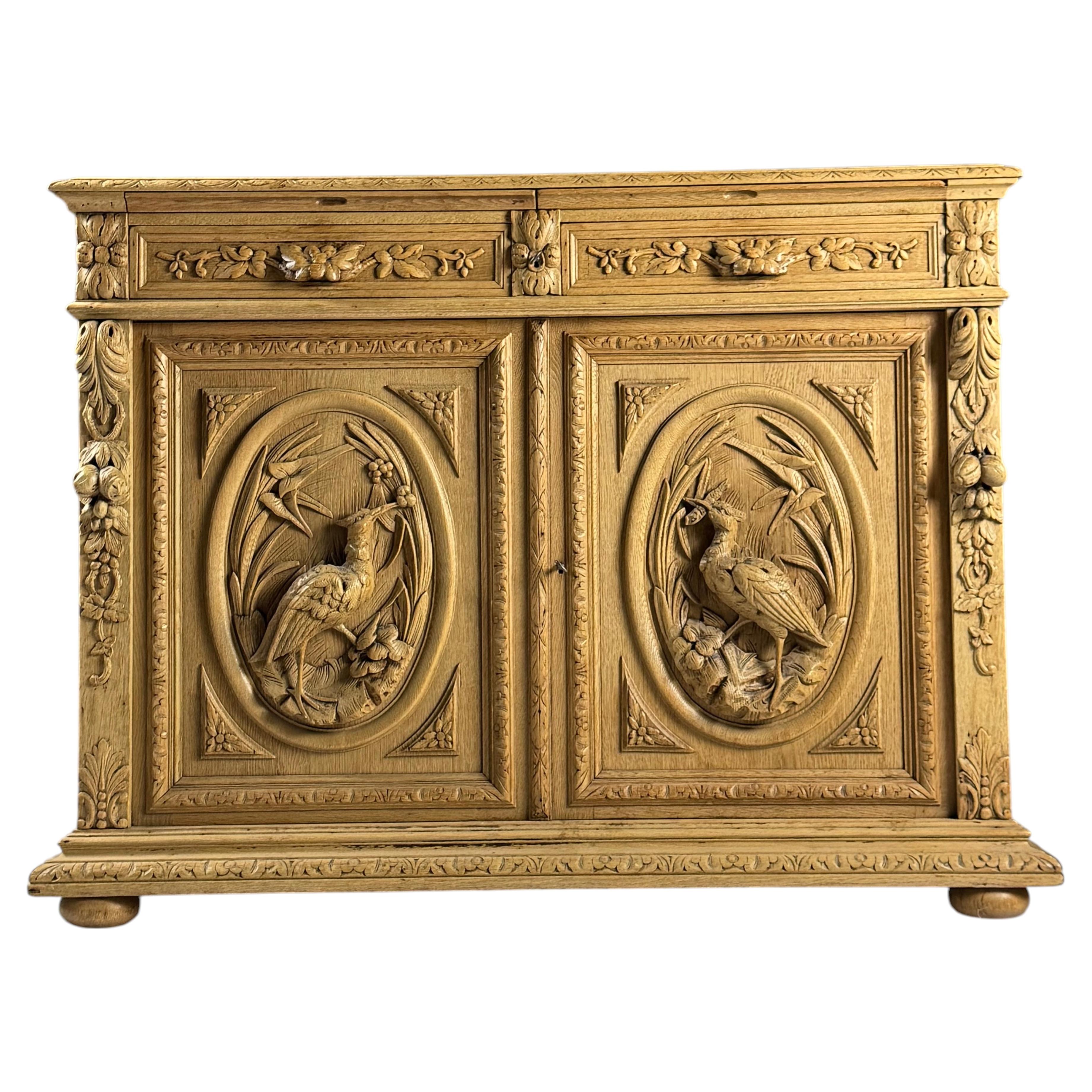 19th-century carved oak sideboard For Sale