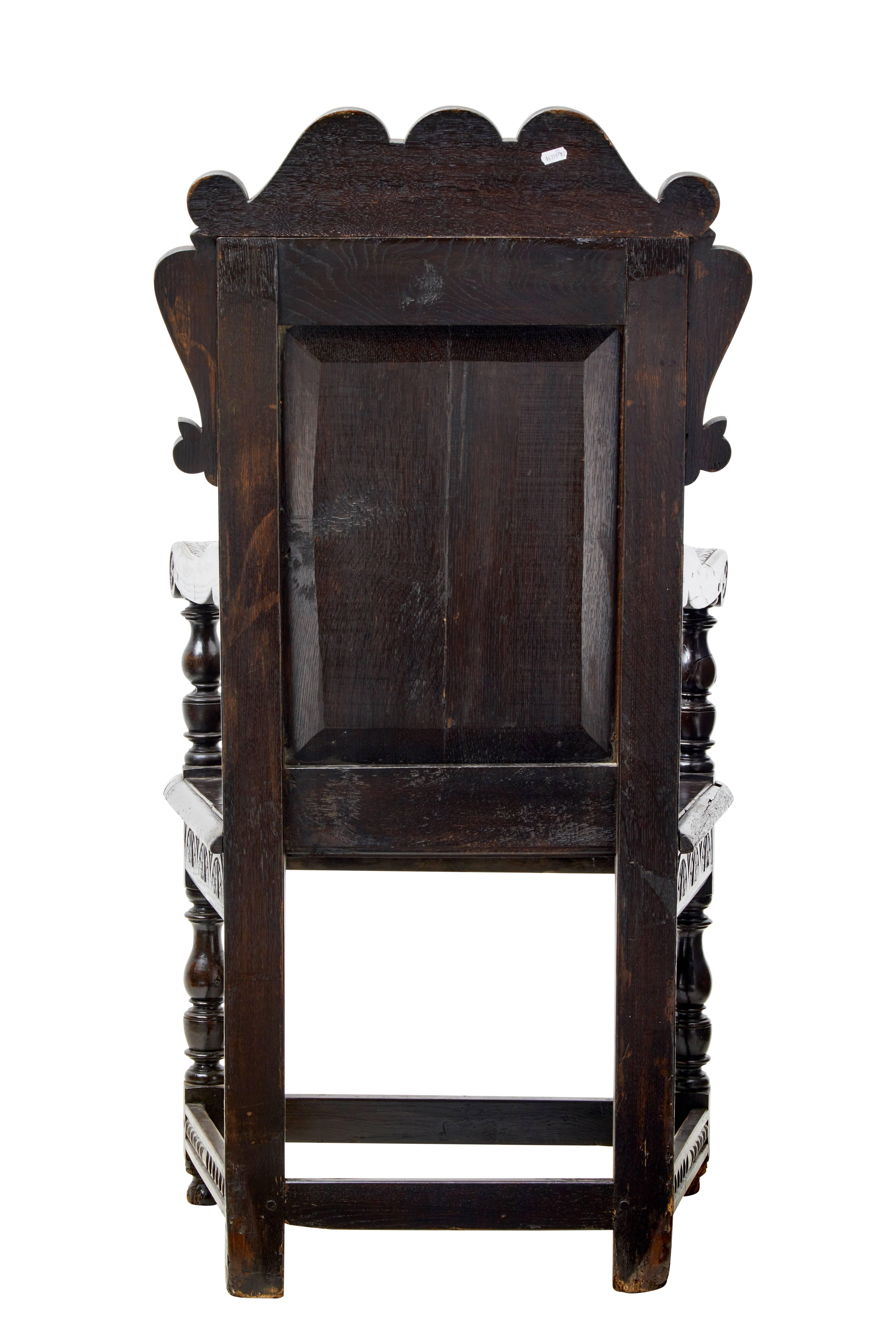 British 19th Century Carved Oak Wainscot Armchair