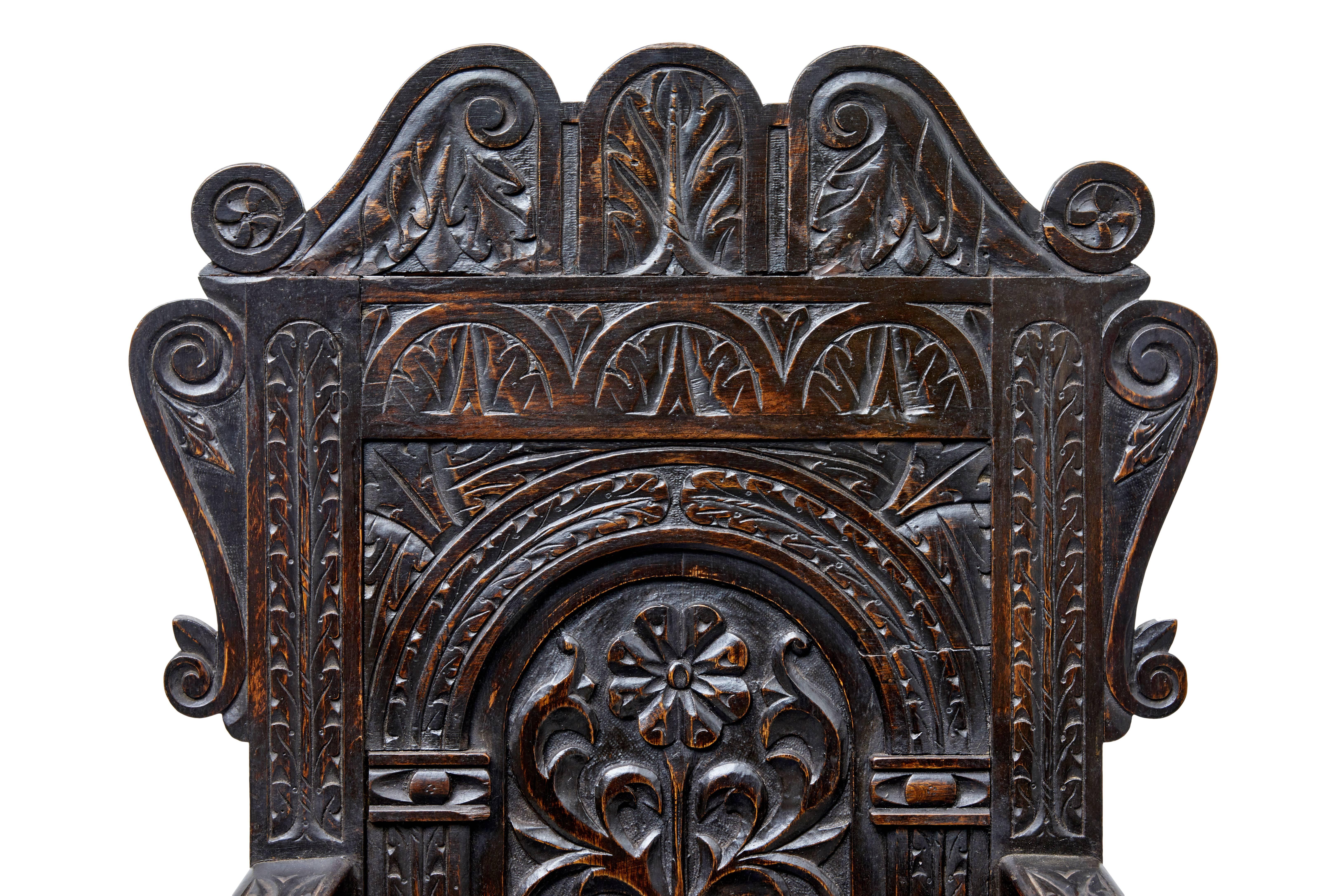 19th Century Carved Oak Wainscot Armchair 1