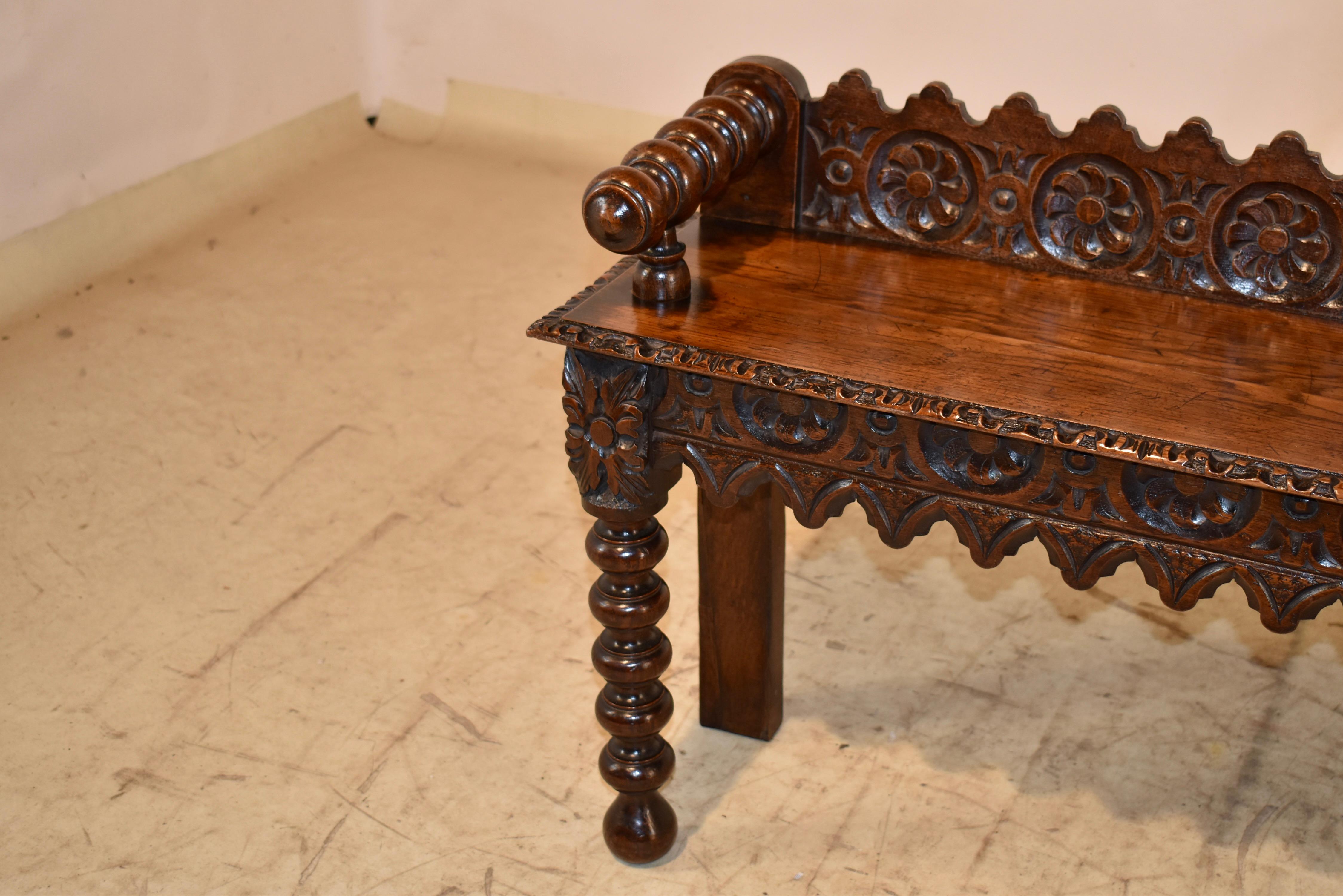 19th Century Carved Oak Window Seat For Sale 4