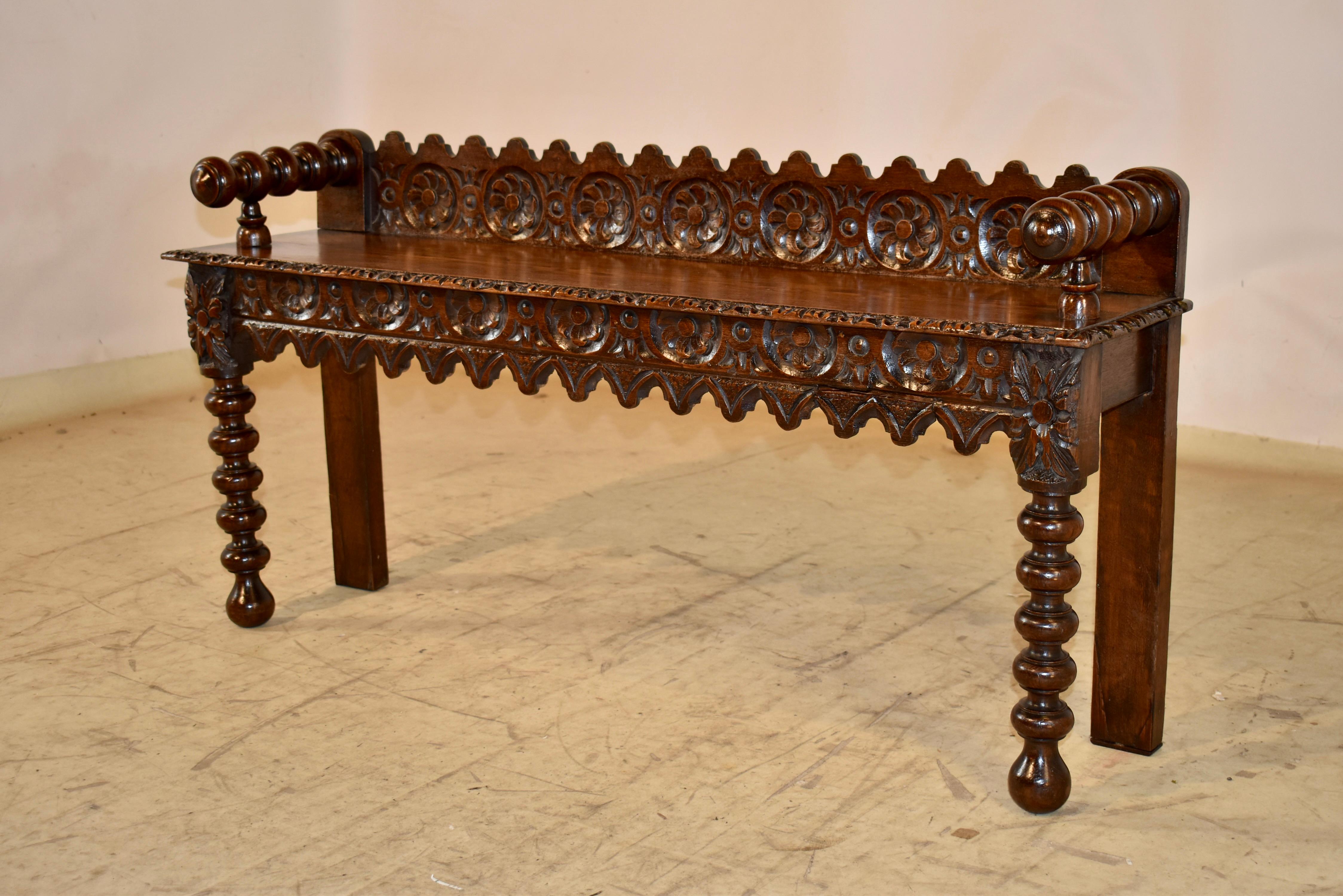 19th Century Carved Oak Window Seat For Sale 1
