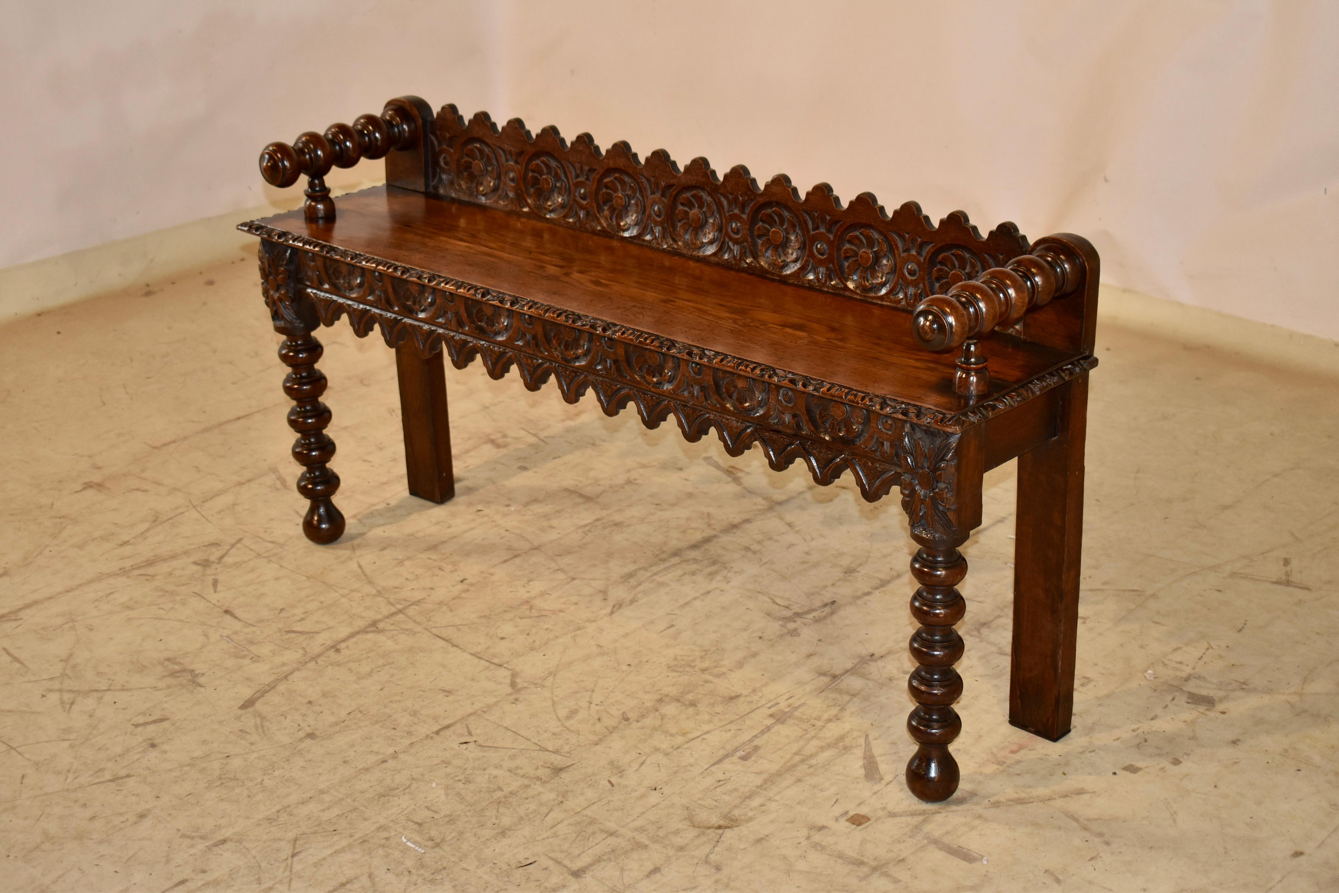 19th Century Carved Oak Window Seat For Sale 2